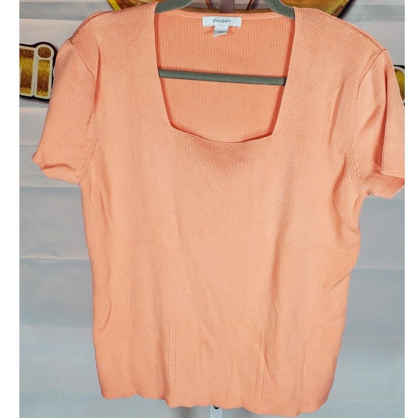 Other Dressbarn Peach Orange Short Sleeve Knit Sweater Size XL Size XL / US 12-14 / IT 48-50 - 1 Thumbnail