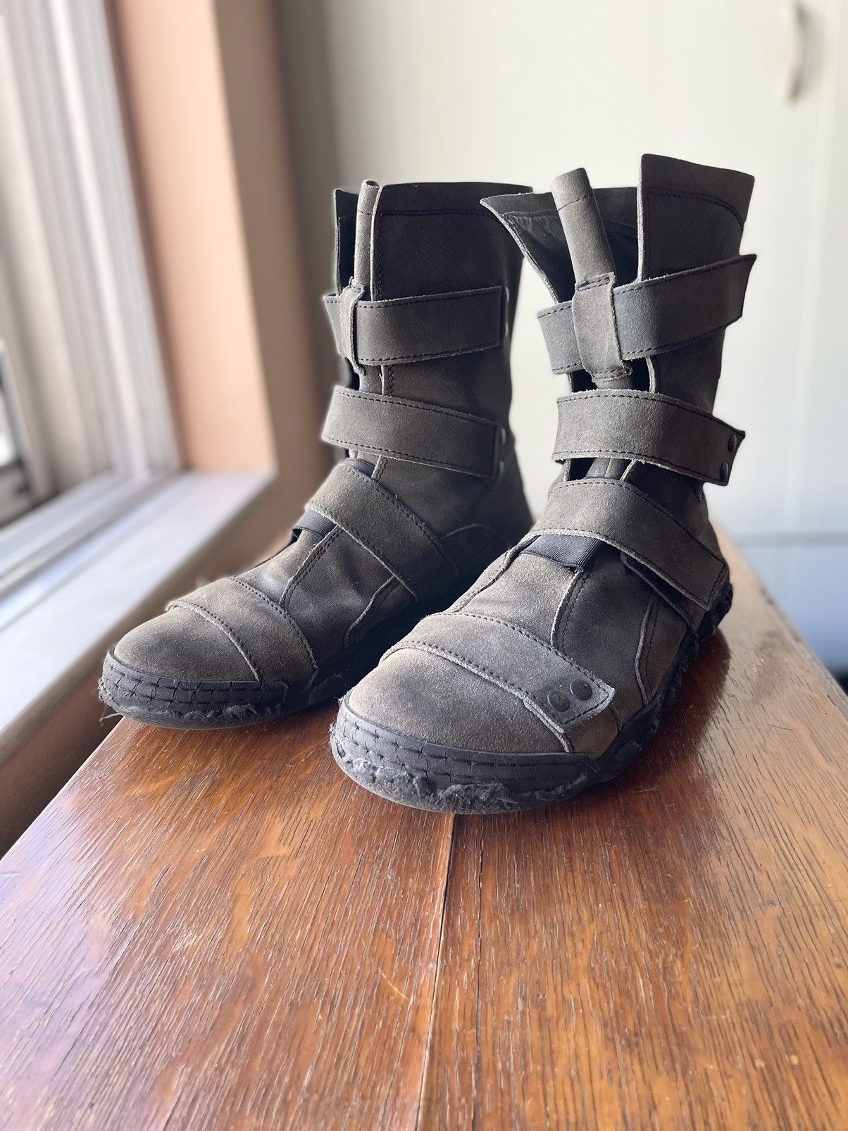 image of Fly London Suede Biker Strap Combat Boots in Miltary Green, Men's (Size 10)