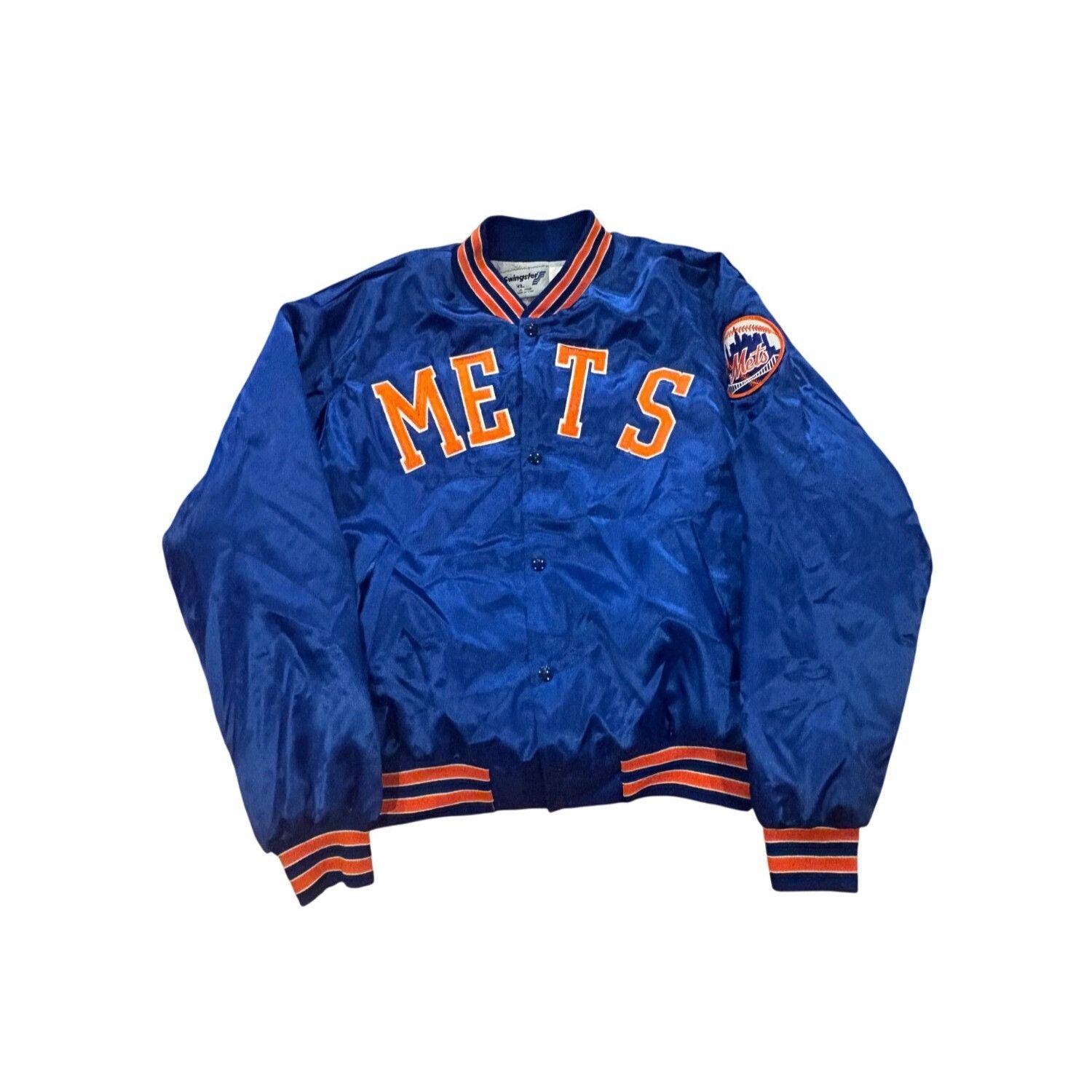 Swingster Vintage 80s Swingster New York Mets Spellout MLB Satin Bombe Size US XL / EU 56 / 4 - 1 Thumbnail
