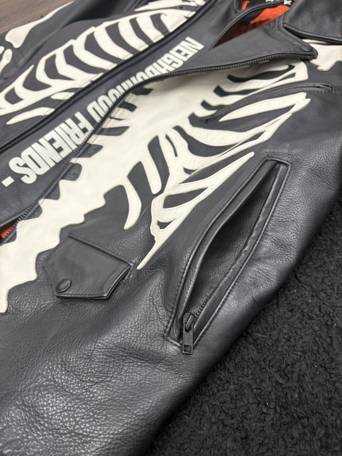 Neighborhood × Vlone Vlone X Neighborhood Leather Skeleton Biker Jacket Size US XL / EU 56 / 4 - 3 Thumbnail