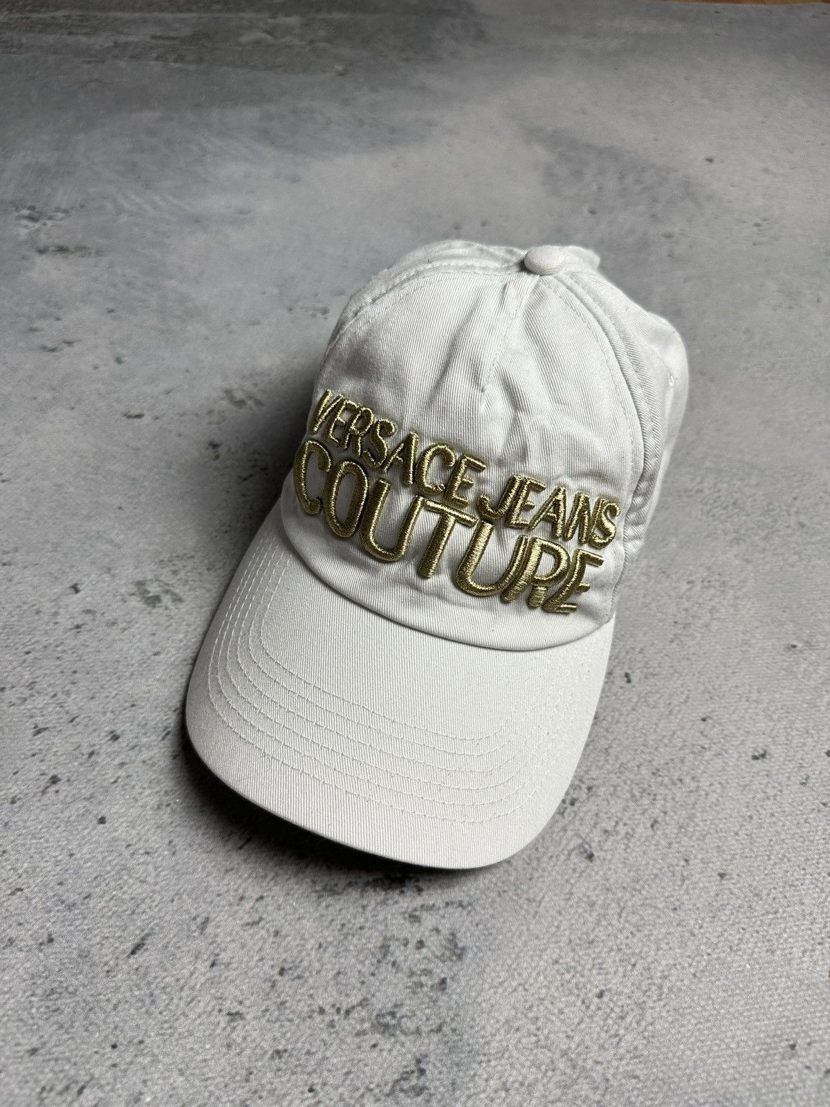 Versace Versace Jeans Couture White Gold Big Logo Cap Hat y2k Rap Size ONE SIZE - 14 Thumbnail