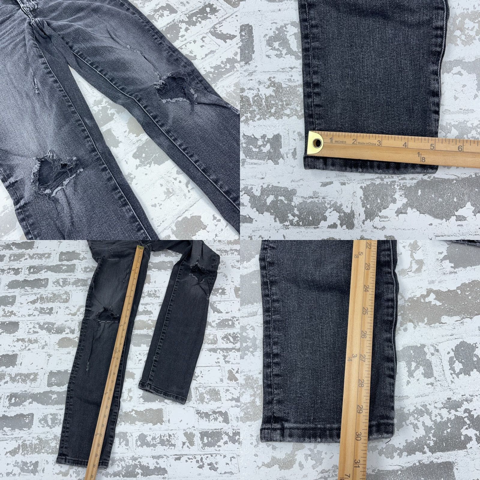 American Eagle Outfitters American Eagle Outfitters Jeans Men Slim Black Denim 28x32 Straight Stretch Distressed Pockets 5-Pocket Logo Belt Loops Holiday: NA Size US 28 / EU 44 - 8 Thumbnail