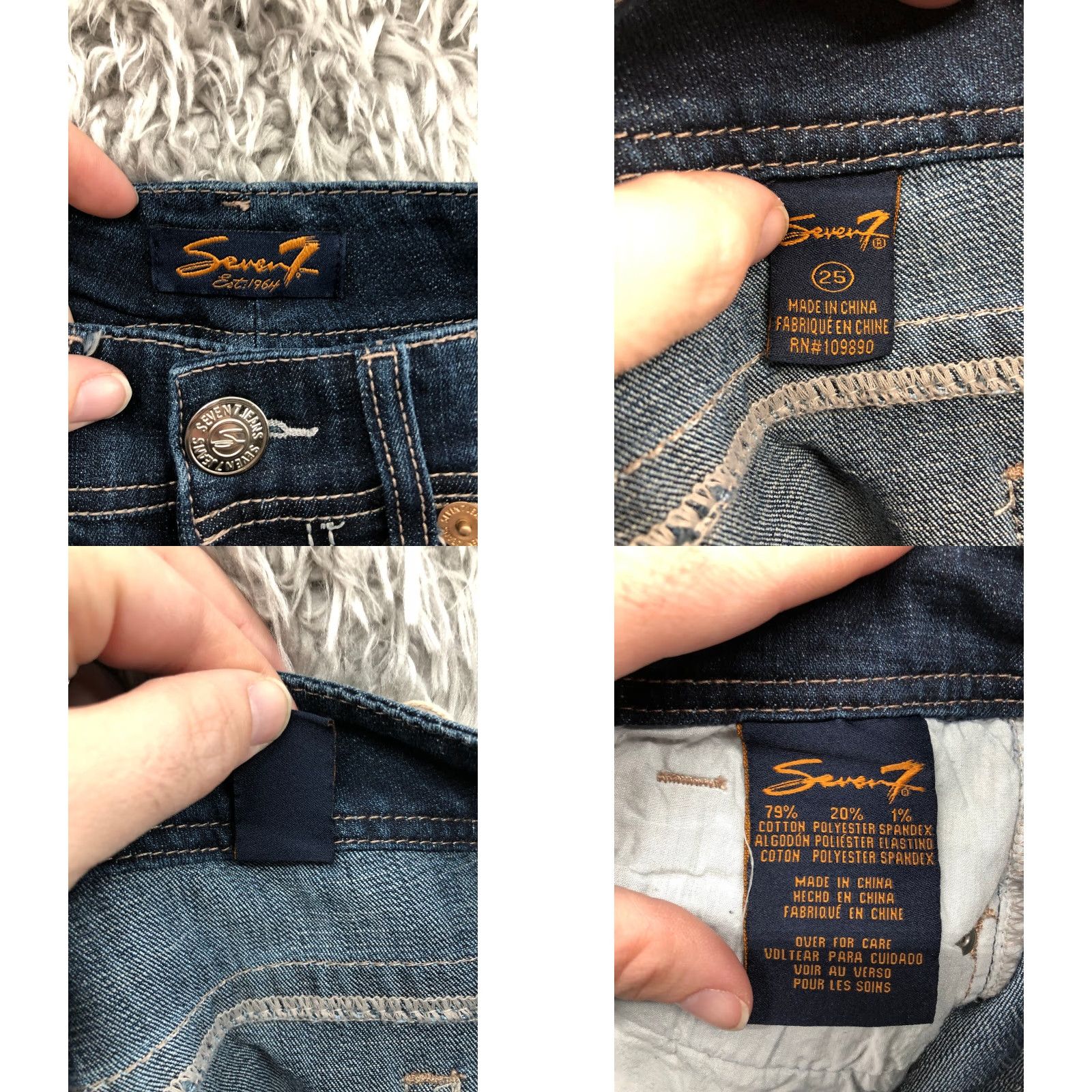 Vintage Seven7 Shorts Womens Bermuda Denim Dark Blue Jean Size 25 Mid Rise 5-Pocket Logo Angel Casual Womens Jeans Size 42" / US 20 - 8 Thumbnail