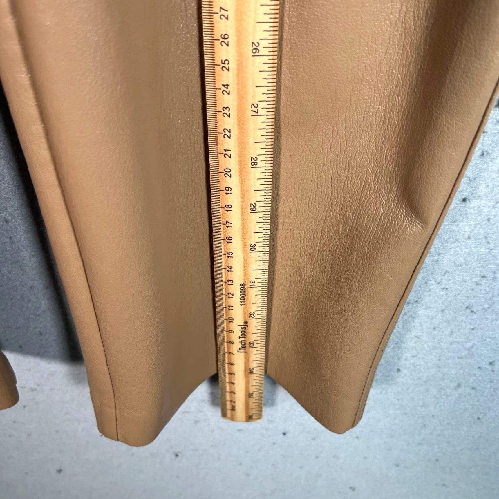 Vintage Babaton Womens 8 Faux Leather Straight Leg Cropped Pants Tan Brown Size 30" / US 8 / IT 44 - 6 Thumbnail