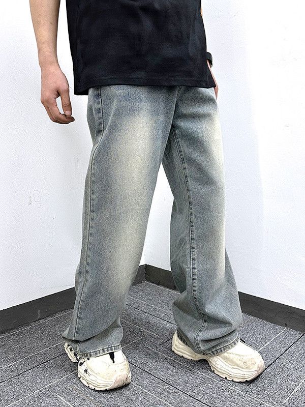 Jean Men's Retro Washed Distressed Straight Casual Street Jeans Size US 32 / EU 48 - 3 Thumbnail
