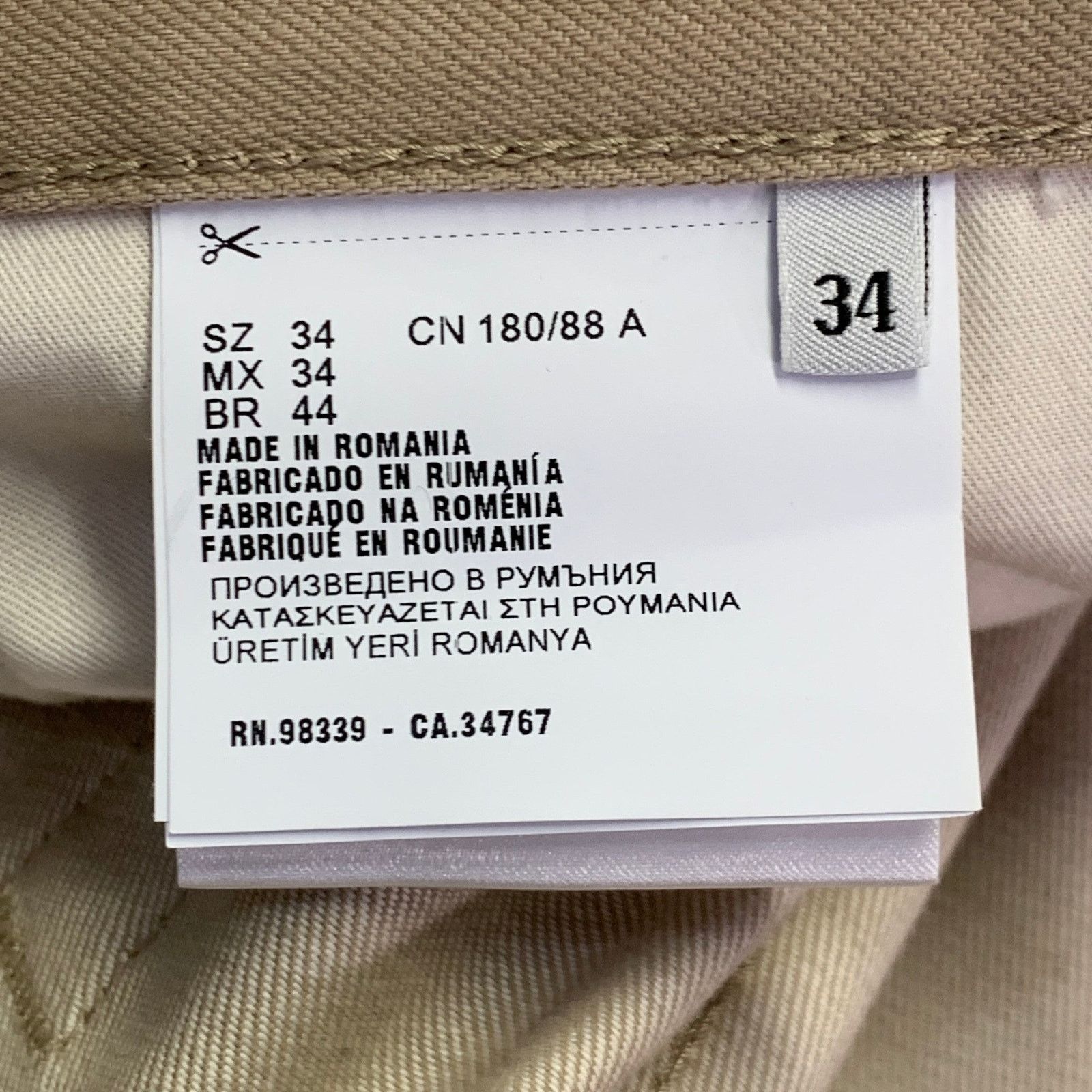 Prada 34 Khaki Twill Cotton Classic Fit Tapered Button Fly Jeans Size US 34 / EU 50 - 10 Thumbnail