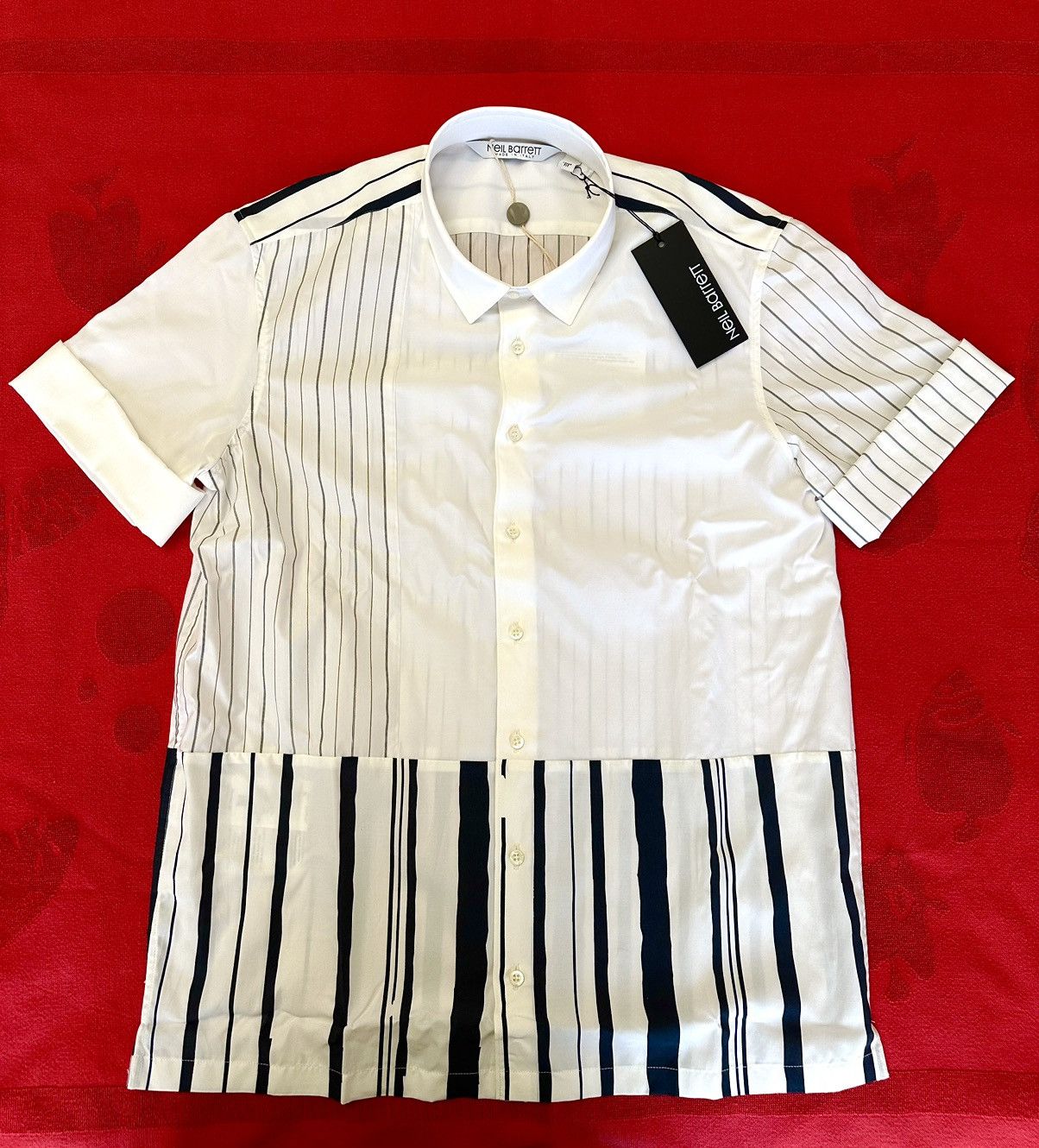 image of Neil Barrett Short Sleeve Shirt White Size S, Men's