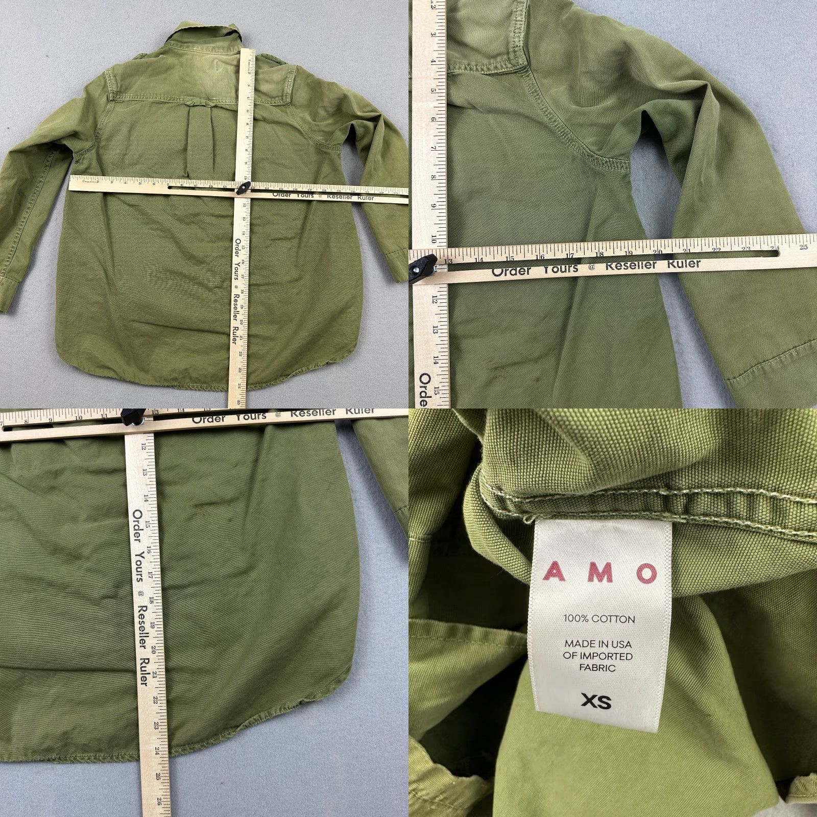 AMO AMO Jacket Women's Field Cotton Green Distressed Utility Pockets Collared Full Zip Small Chore Outdoor Fall Winter Size S / US 4 / IT 40 - 8 Thumbnail