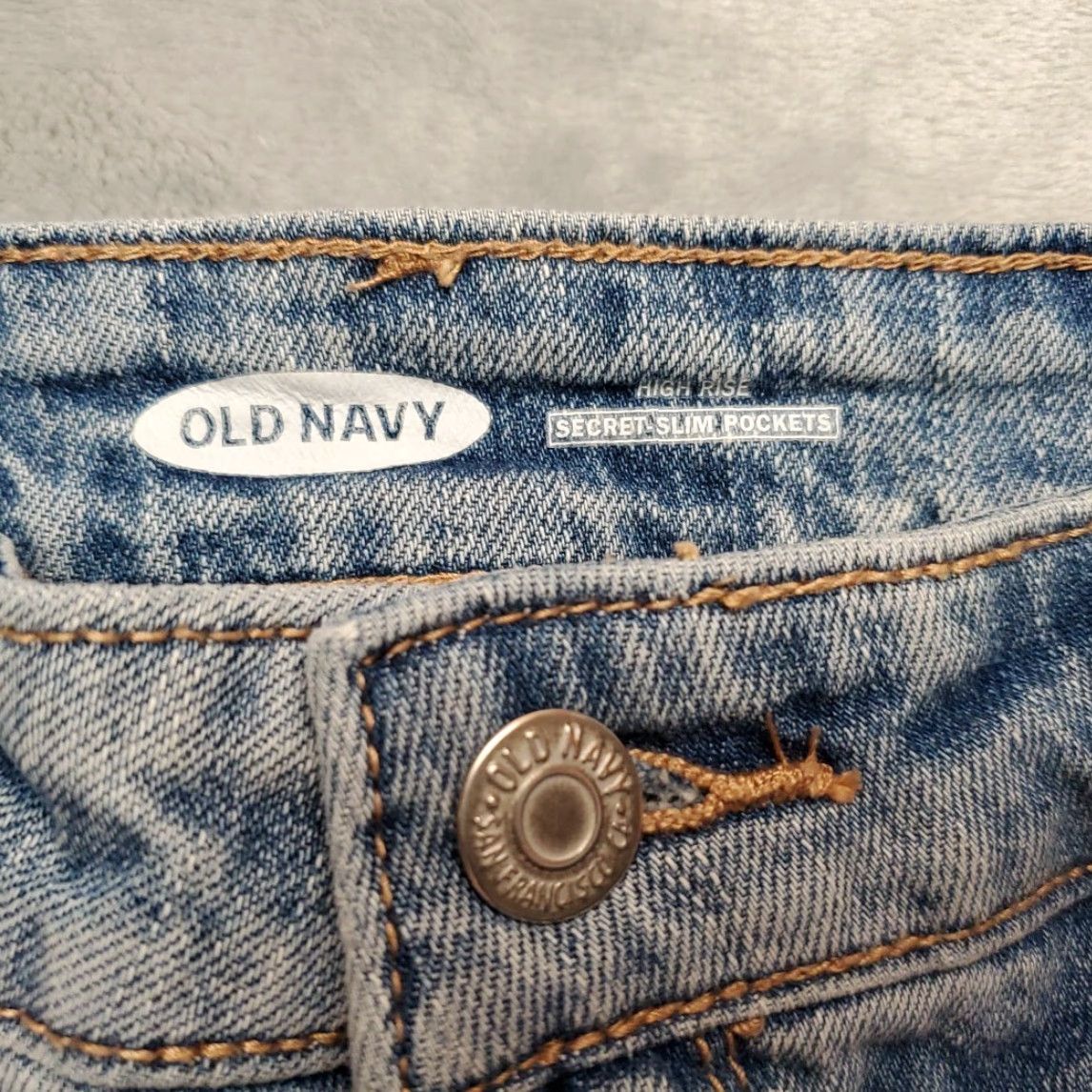 Old Navy Hollister Shorts Womens 25 Denim Micro Mini Low Rise Rolled Cuff Distressed Y2K - 6 Blue 5-Pocket Design Womens Jeans Shorts Size 28" / US 6 / IT 42 - 2 Thumbnail