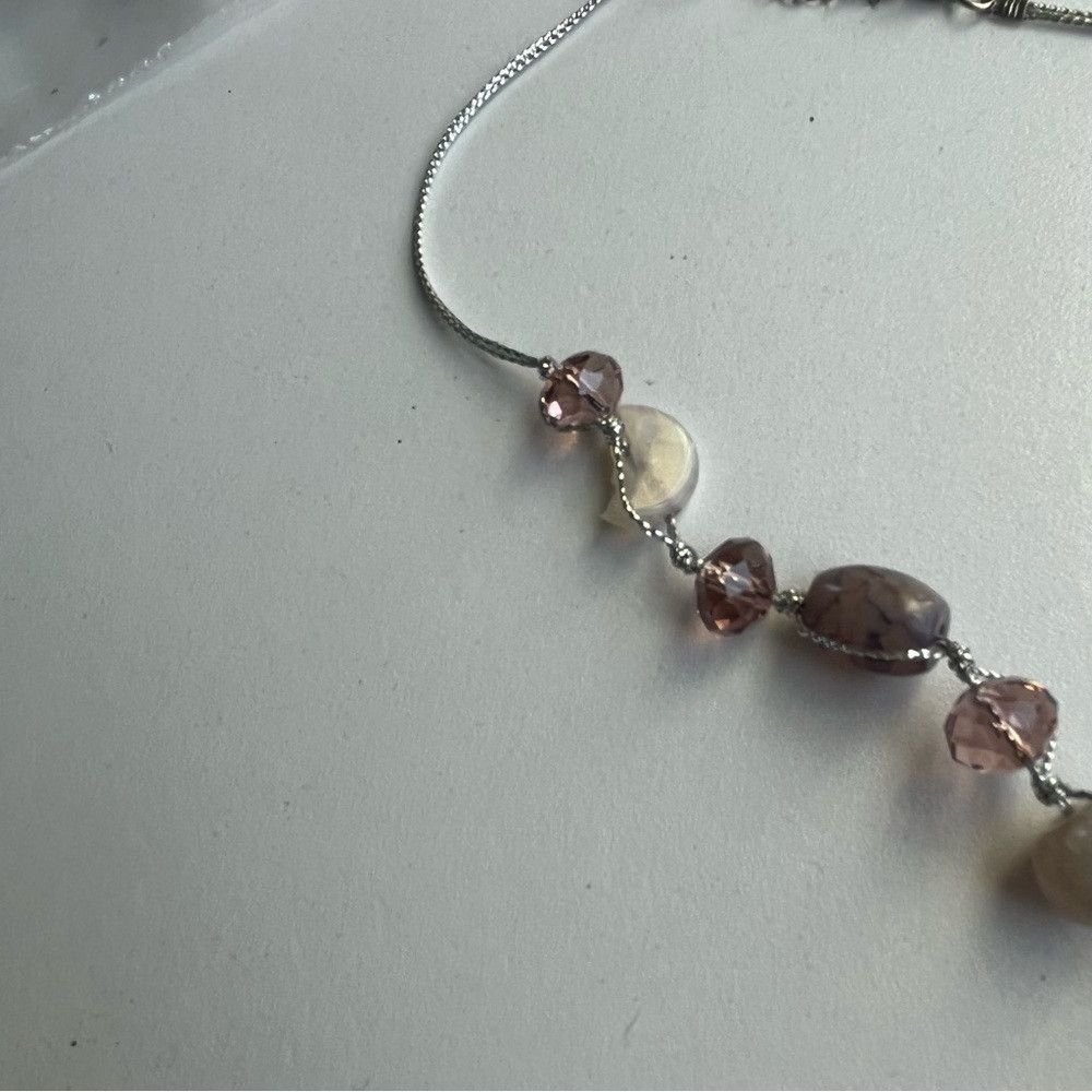 Human Made Smokey quartz peach beads Necklace on Silver Chain Size ONE SIZE - 3 Thumbnail