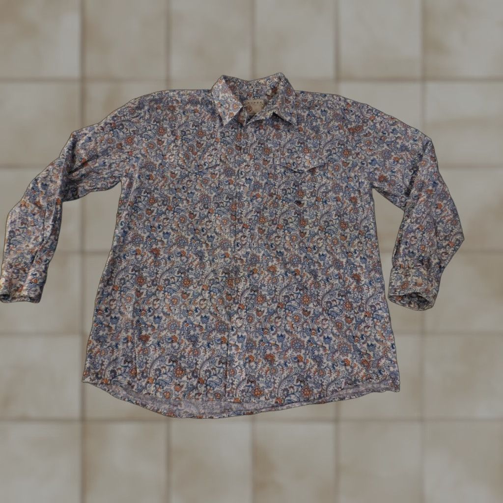 Roper Roper Shirt Mens XL Multicolor Paisley Western Snap Floral Print Size US XL / EU 56 / 4 - 1 Thumbnail