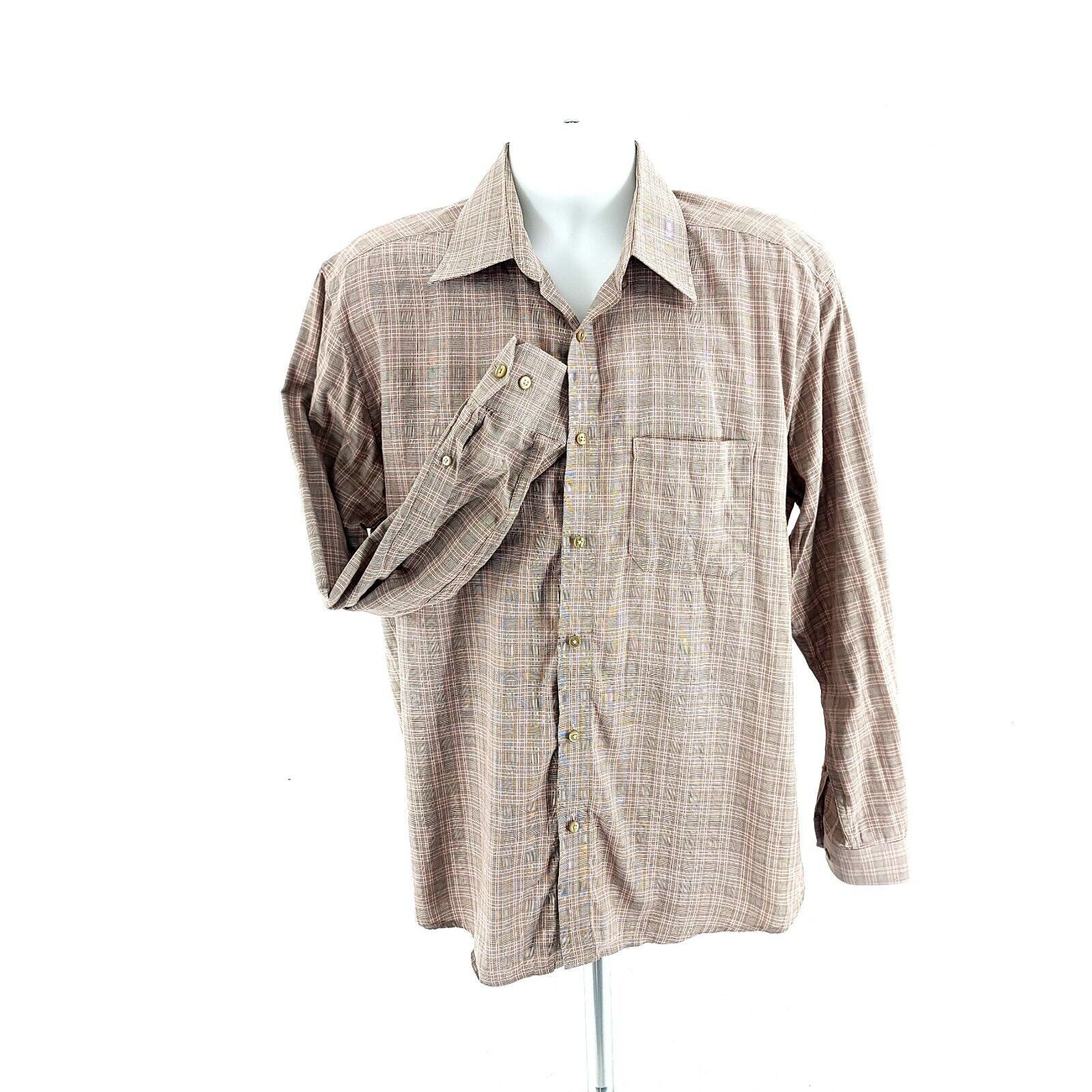 Joseph Abboud Joe Joseph Abboud Brown Red Plaid Large Cotton Collared Dres Size US L / EU 52-54 / 3 - 3 Thumbnail