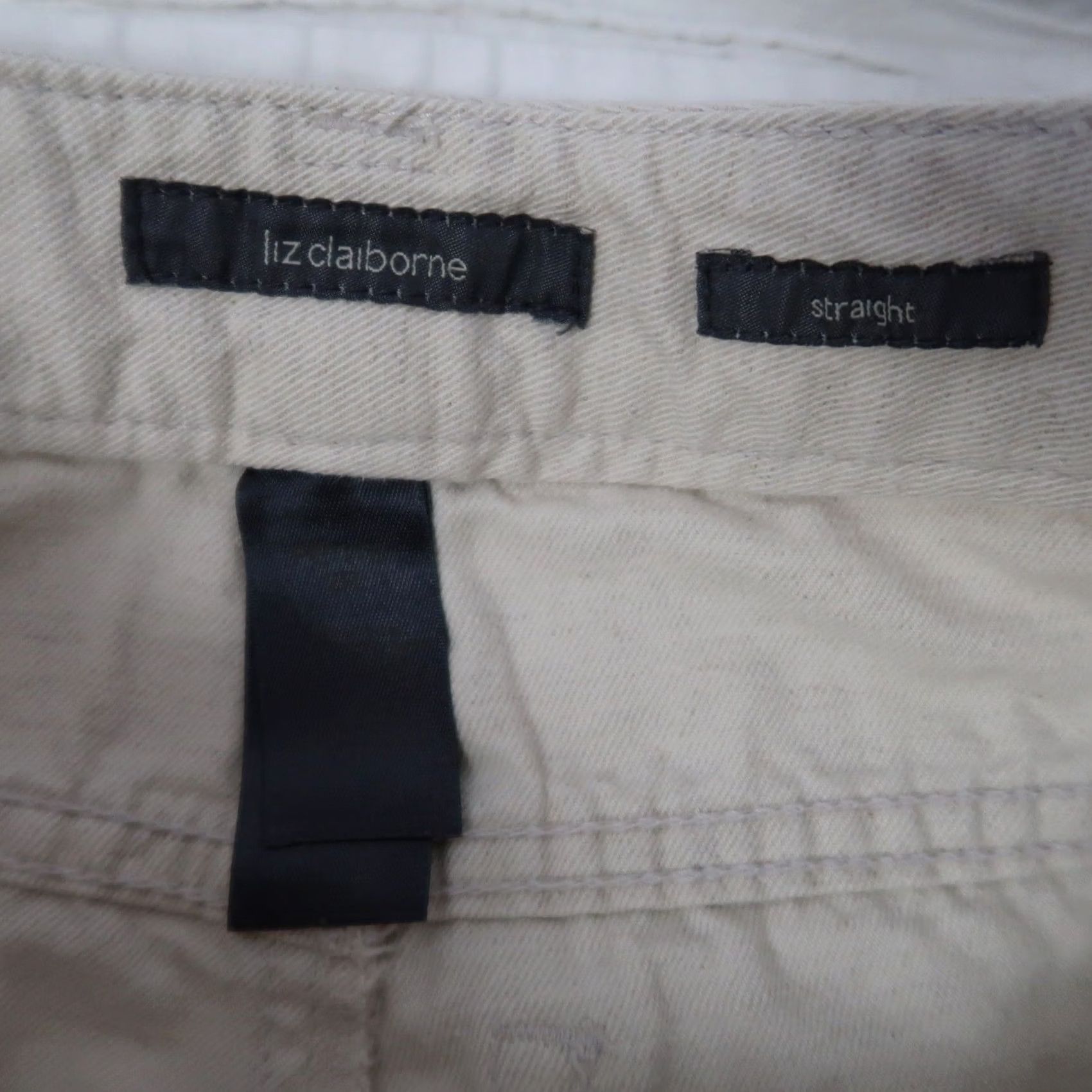 Liz Claiborne VINTAGE Liz Claiborne Jeans Cream Linen Blend Straight Leg 2 Womens 90s Petite 28 Inseam Size 26" / US 2 / IT 38 - 4 Thumbnail
