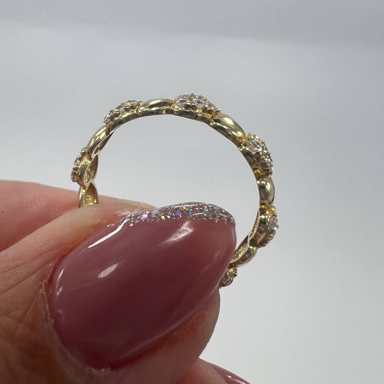 Other New 14K Solid Gold Ring 1.7g – Heart and Stones Band Design Size ONE SIZE - 4 Thumbnail