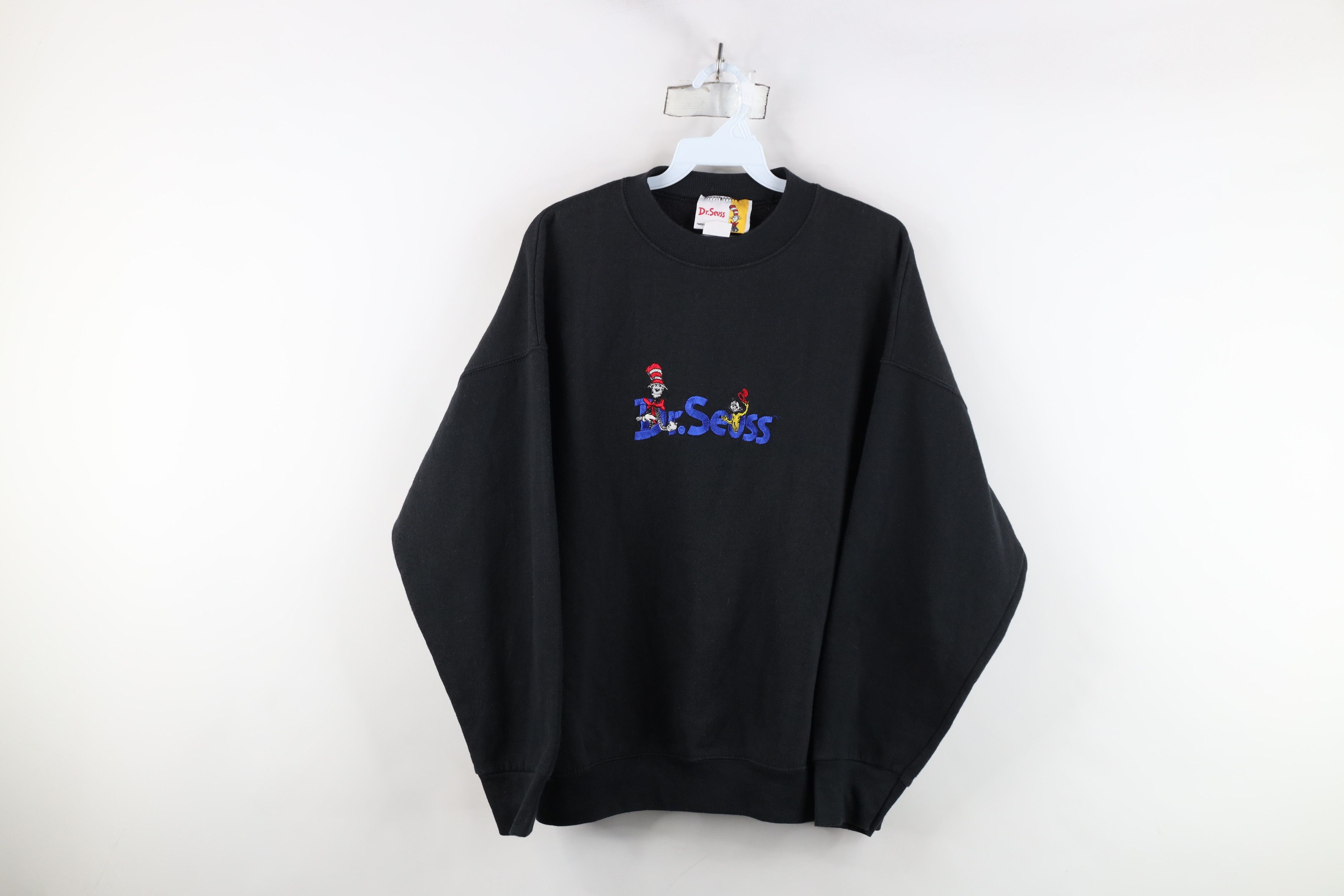 Vintage Vintage 90s Dr Seuss Spell Out Crewneck Sweatshirt Black USA Size XL / US 12-14 / IT 48-50 - 1 Thumbnail
