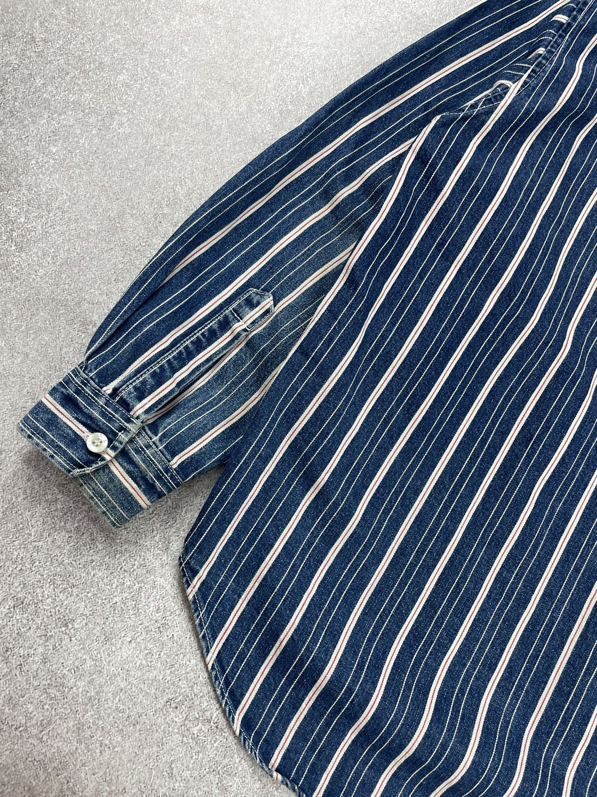 Levi's × Levi's Vintage Clothing × Vintage Vintage 90’s Levi’s Striped Long Sleeved Denim Shirt Cowboy Size US L / EU 52-54 / 3 - 10 Thumbnail