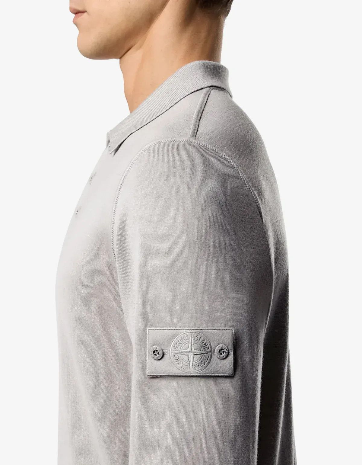 Stone Island Stone Island Ghost Grey Wool Long Sleeve Polo Shirt Size US M / EU 48-50 / 2 - 4 Thumbnail