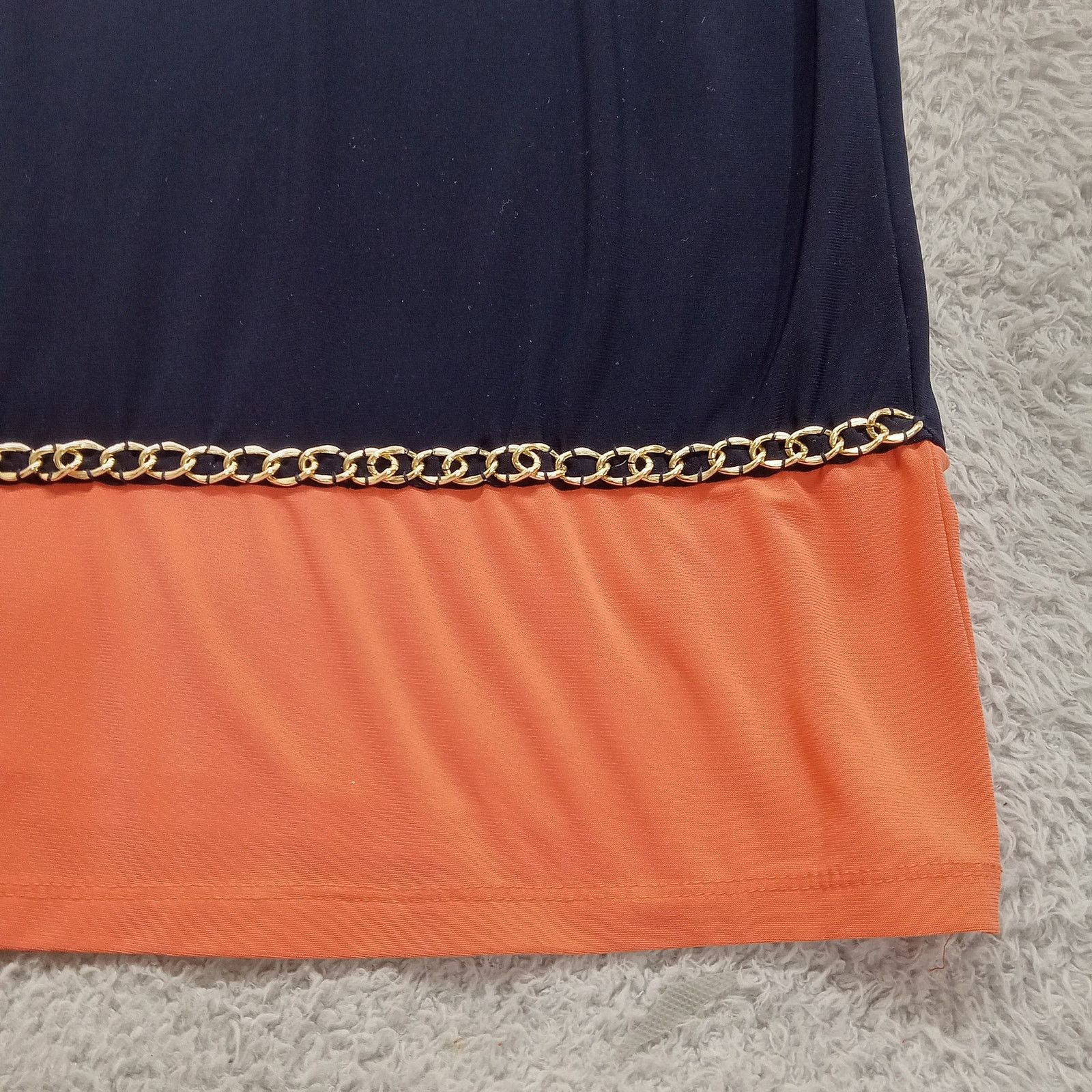 & Other Stories Dressbarn Dress 18 Women's 3/4 Sleeve Navy Salmon Chain Size XL / US 12-14 / IT 48-50 - 3 Thumbnail