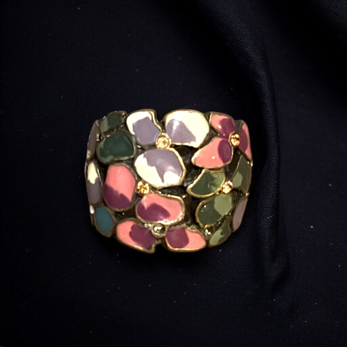 Other Wide multicolor enamel floral ring Size ONE SIZE - 1 Thumbnail