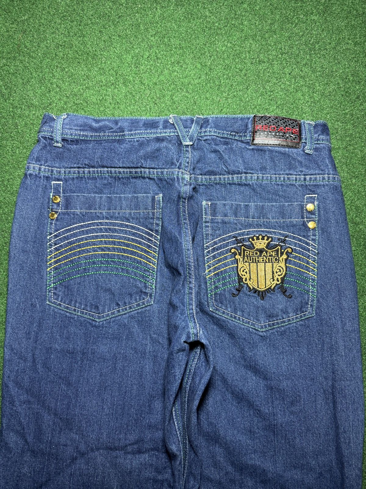 Vintage Vintage 90s Baggy Red Ape Hip Hop Wide Leg 38x32 Jeans Size US 38 / EU 54 - 2 Thumbnail
