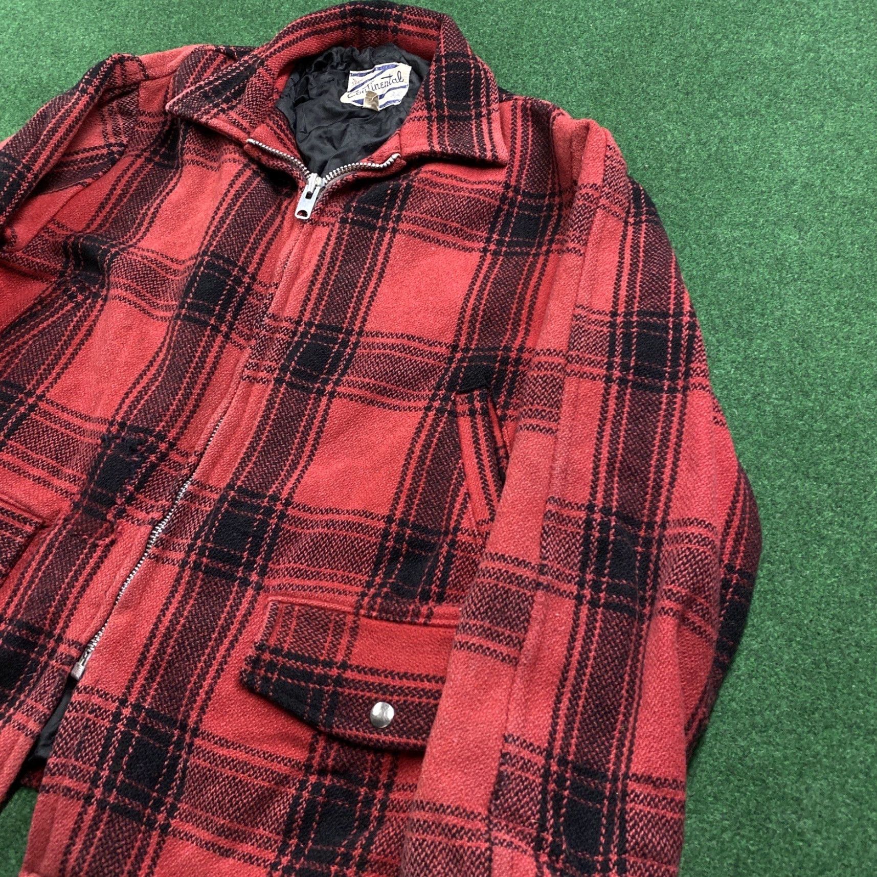Vintage VINTAGE Heavy Wool Jacket Mens L Red Plaid 50S 60S Insulated Quilted Zip Coat Size US L / EU 52-54 / 3 - 2 Thumbnail