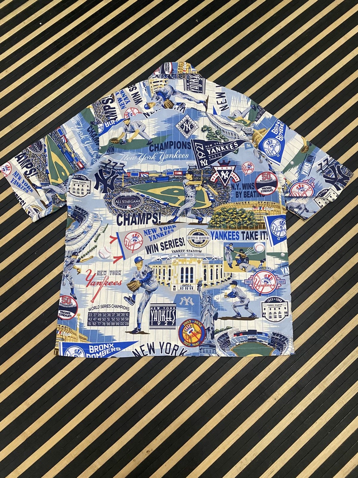 MLB × New York Yankees Rare Vtg New York Yankees Aloha Full Print Cotton Shirt Size US S / EU 44-46 / 1 - 2 Thumbnail