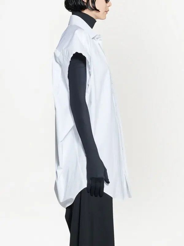 Balenciaga o1y0625 Solid Color Short Sleeve Shirt in White Size M / US 6-8 / IT 42-44 - 4 Thumbnail