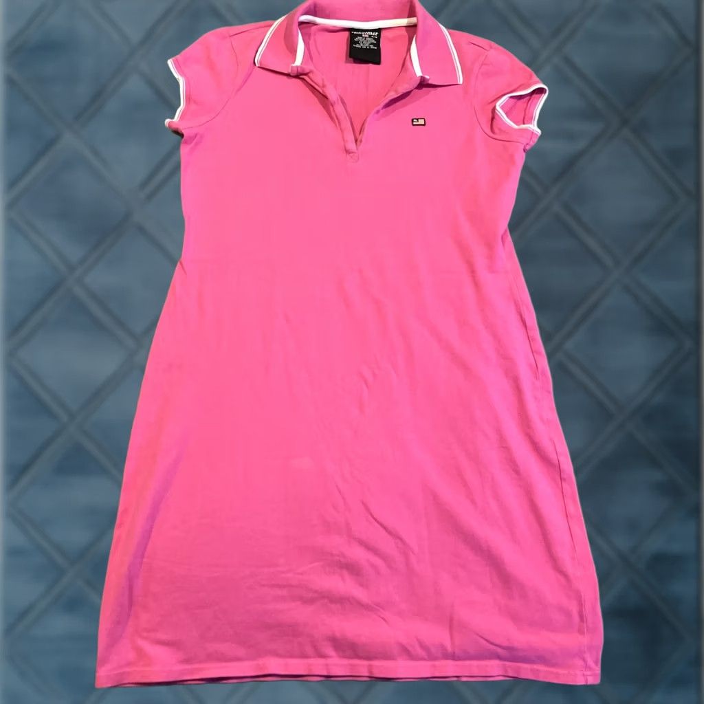 Ralph Lauren VINTAGE Polo Jeans Co Ralph Lauren Pink Tennis Dress Pickleball Medium Women Cap Sleeve Knee Length Cotton Short Sleeve T-Shirt Dress Womens Size 32" / US 10 / IT 46 - 1 Thumbnail