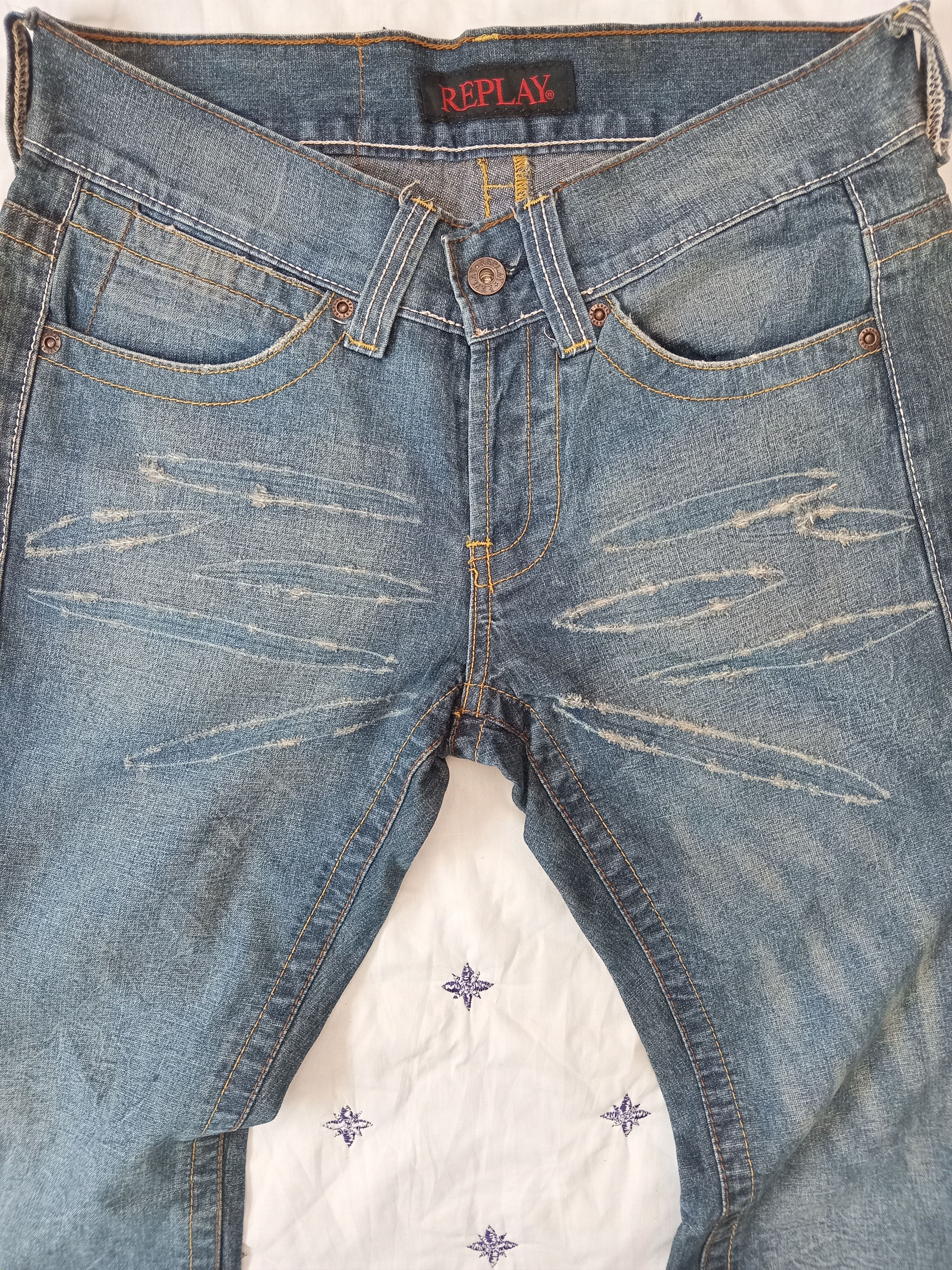 Replay × Vintage Vintage💥REPLAY Distressed Flare Jeans Size 30" / US 8 / IT 44 - 5 Thumbnail