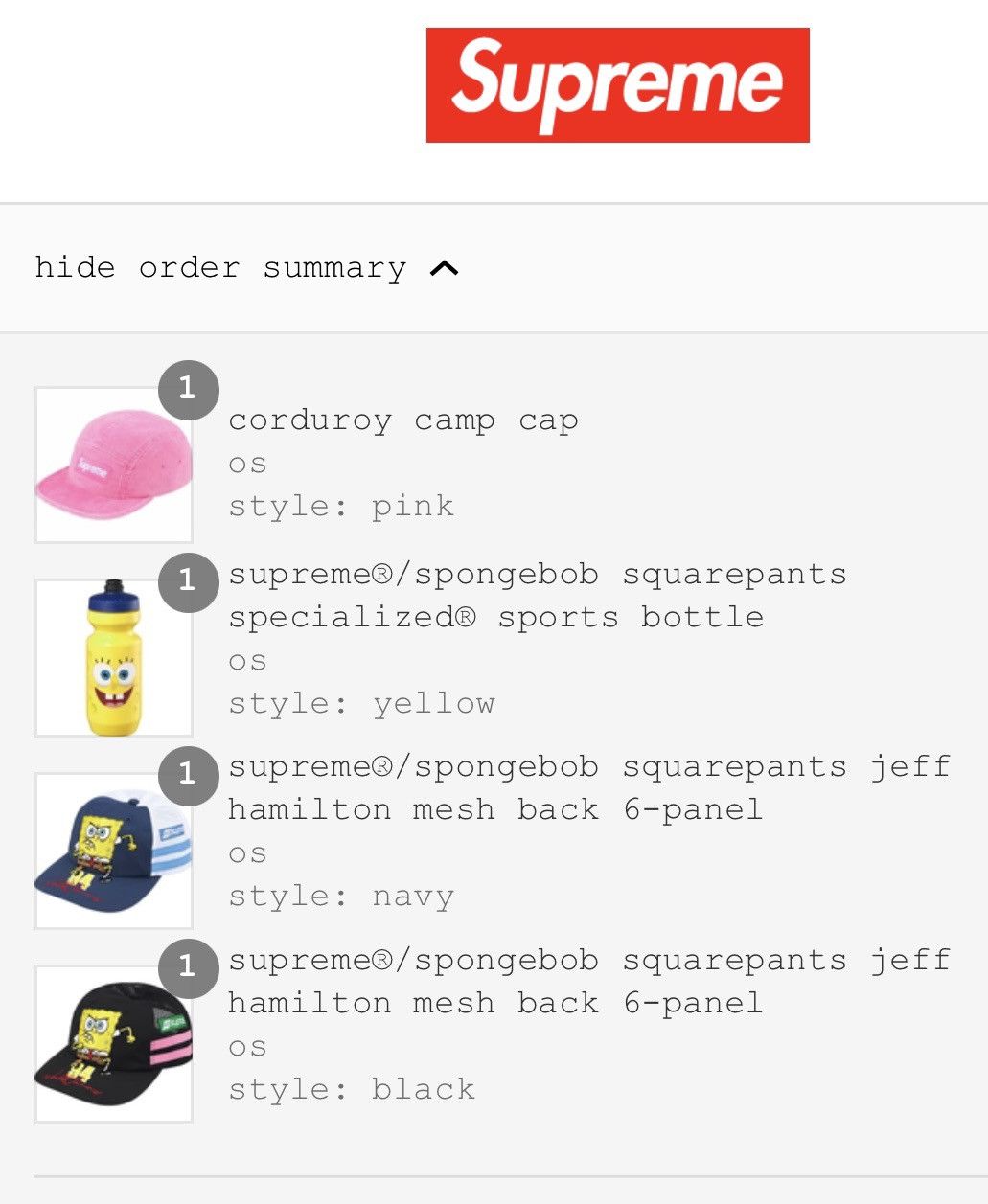 Supreme Supreme SpongeBob SquarePants Jeff Hamilton Mesh 6 panel Hat Size ONE SIZE - 8 Thumbnail