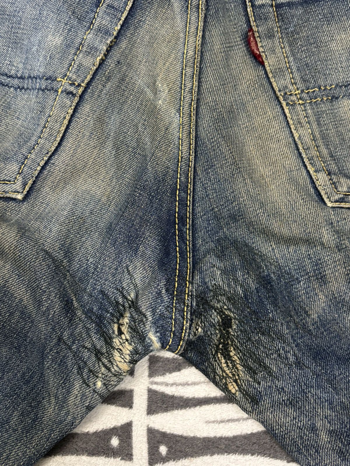 Sugar Cane Vintage 70s Big Stone Mud Wash Thrashed Distress Flare Jeans Size US 29 - 14 Thumbnail