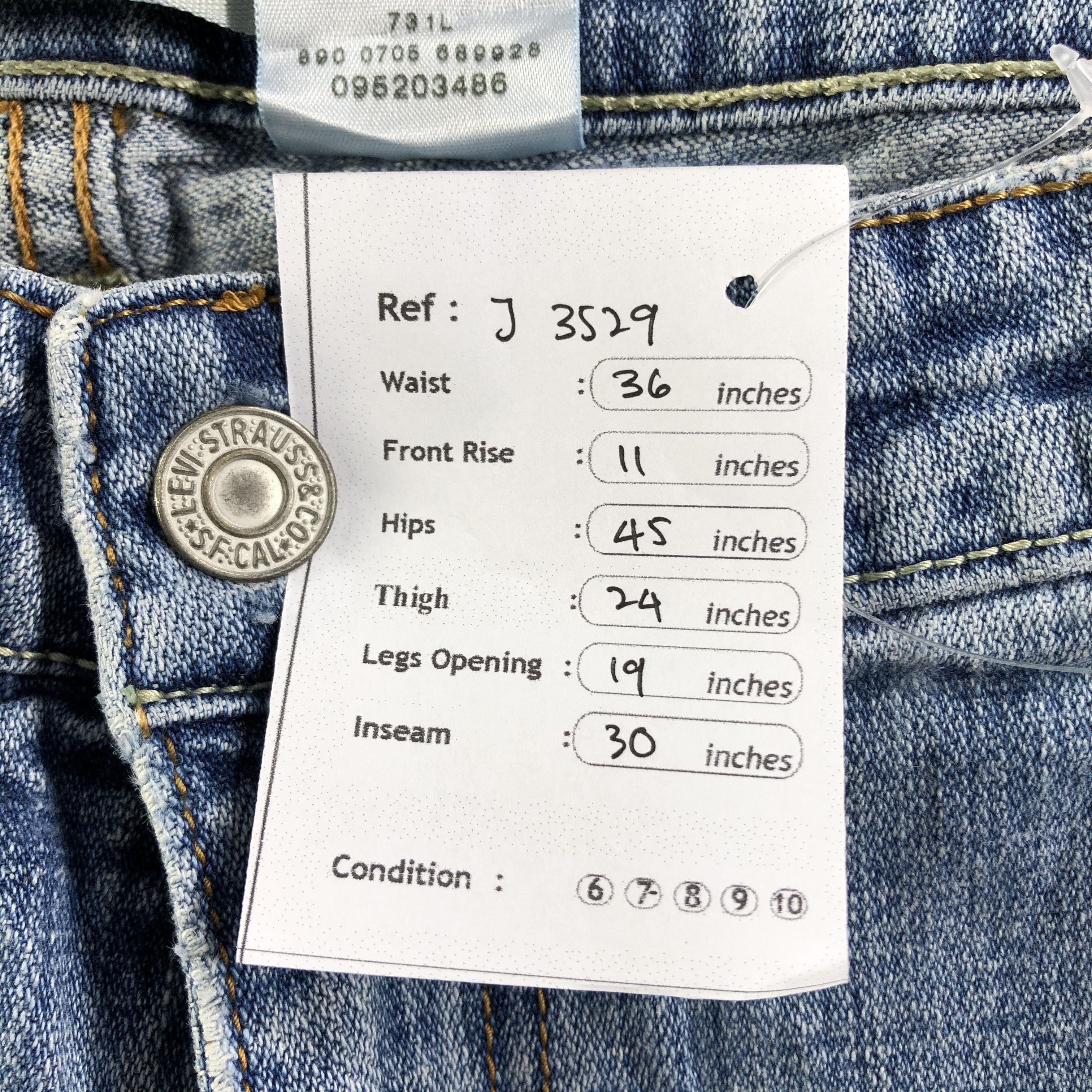 Levi's Vintage Blue Wash Levis Jeans-J3529 Size 36" / US 14 / IT 50 - 12 Thumbnail