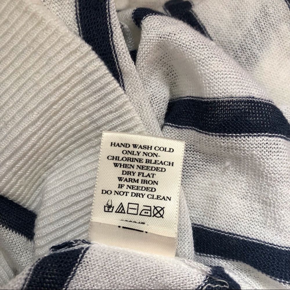 Ann Taylor New ANN TAYLOR Striped Linen-Blend Top White Blue Size S / US 4 / IT 40 - 7 Thumbnail