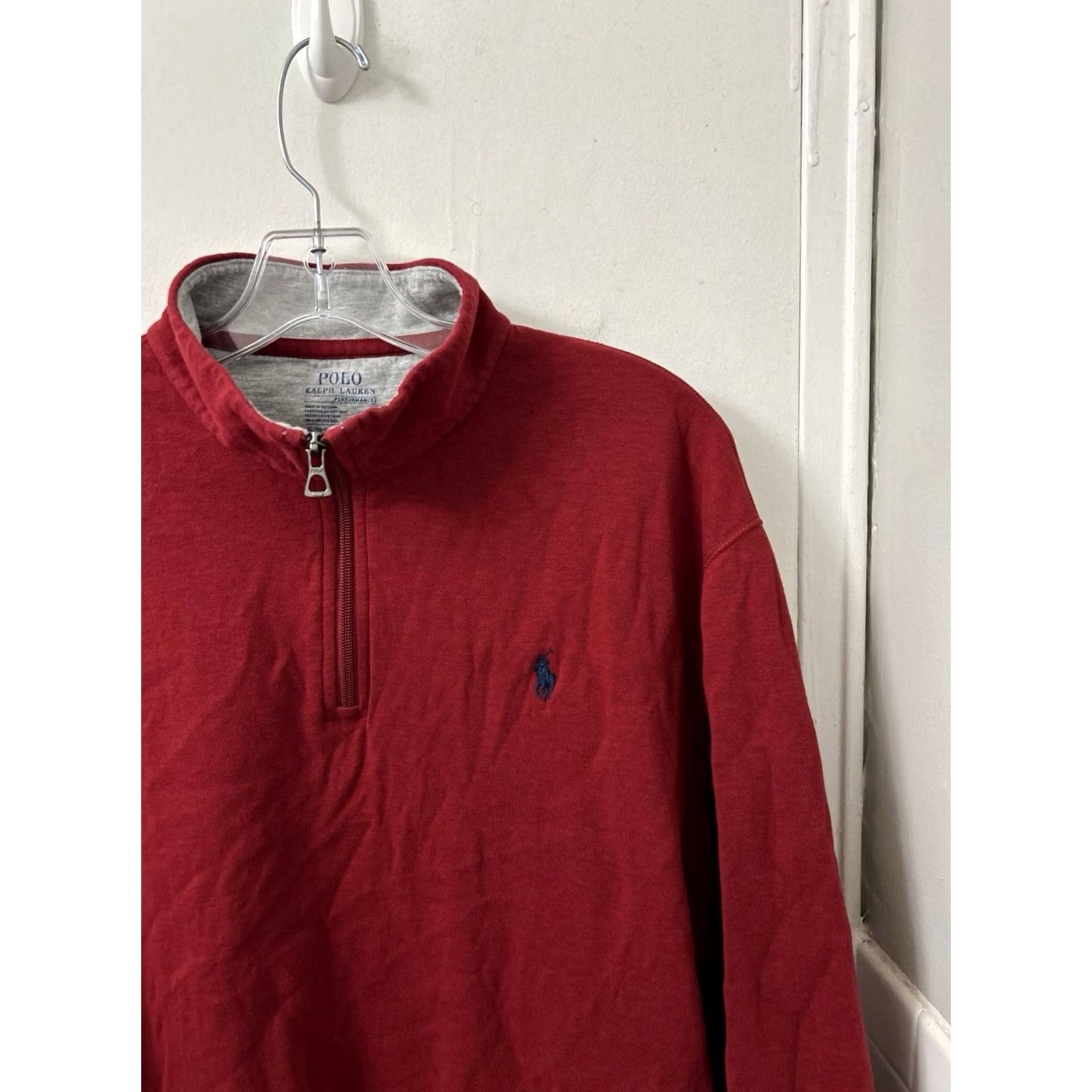 Polo Ralph Lauren Polo Ralph Lauren Performance 1/4 Zip Mens XL Red Pullover Sweater Knit Mock Neck Logo Embroidered Pony L/S Regular Fit Vintage: No Size US XL / EU 56 / 4 - 4 Thumbnail