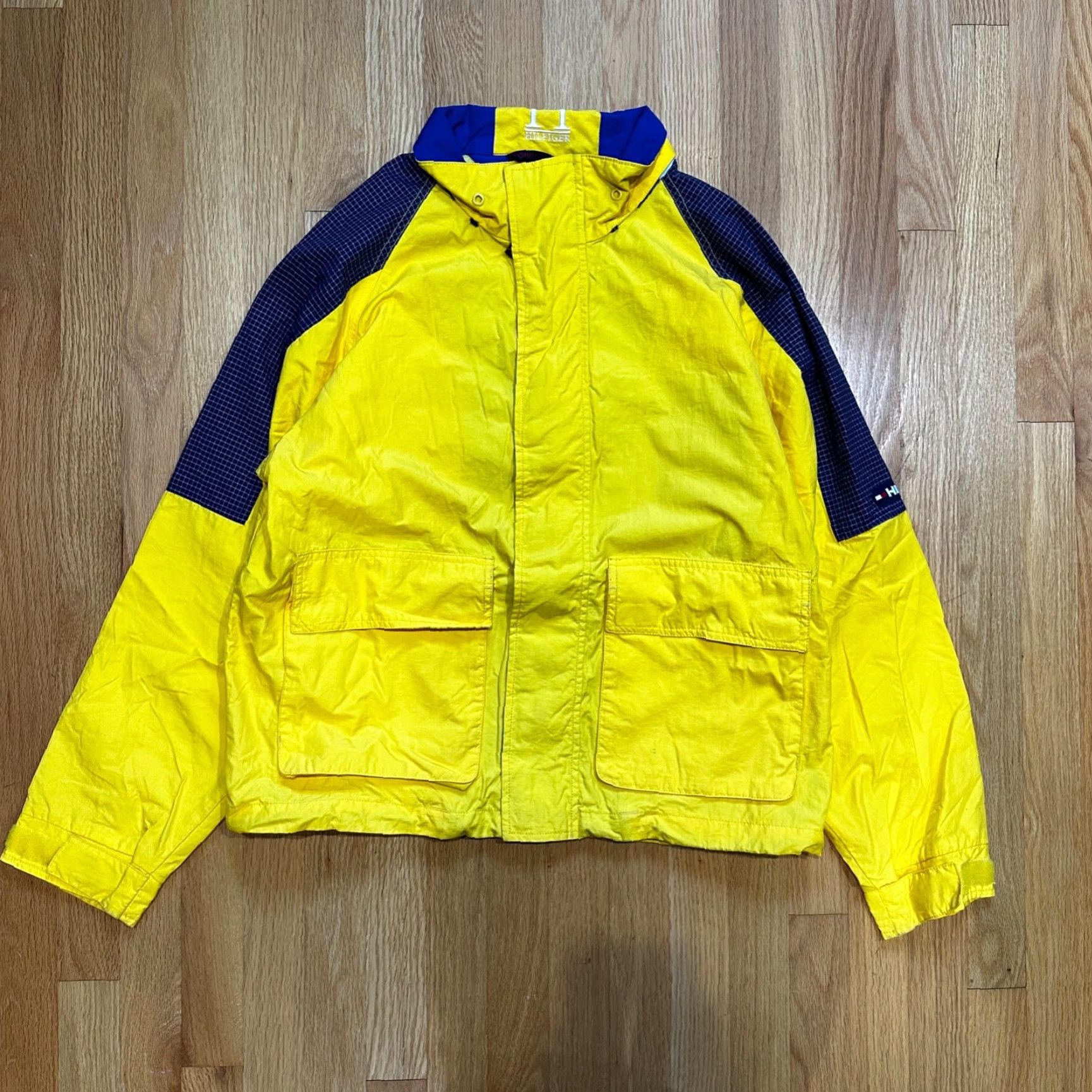 Vintage Tommy Hilfiger Men's Windbreaker Jacket S Yellow Nylon 90s