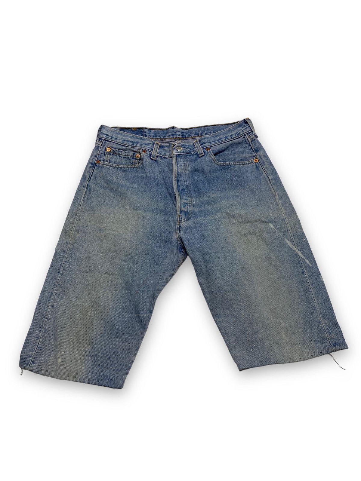 Levi's Vintage Clothing 90s Vintage LEVI'S Light Blue Denim Distressed Shorts Size US 31 - 1 Thumbnail