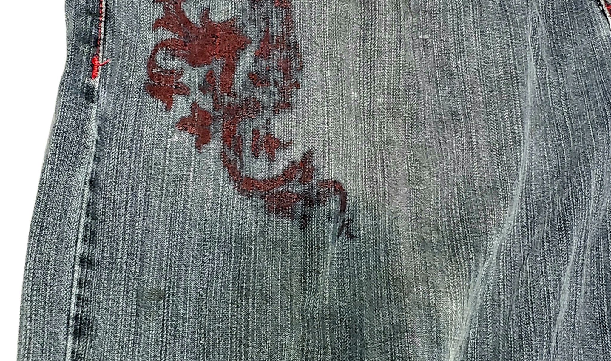 Other Y2K Black Baggy Jeans Mens 44 Red Dragon Print Faded Grunge Size US 44 / EU 60 - 5 Thumbnail