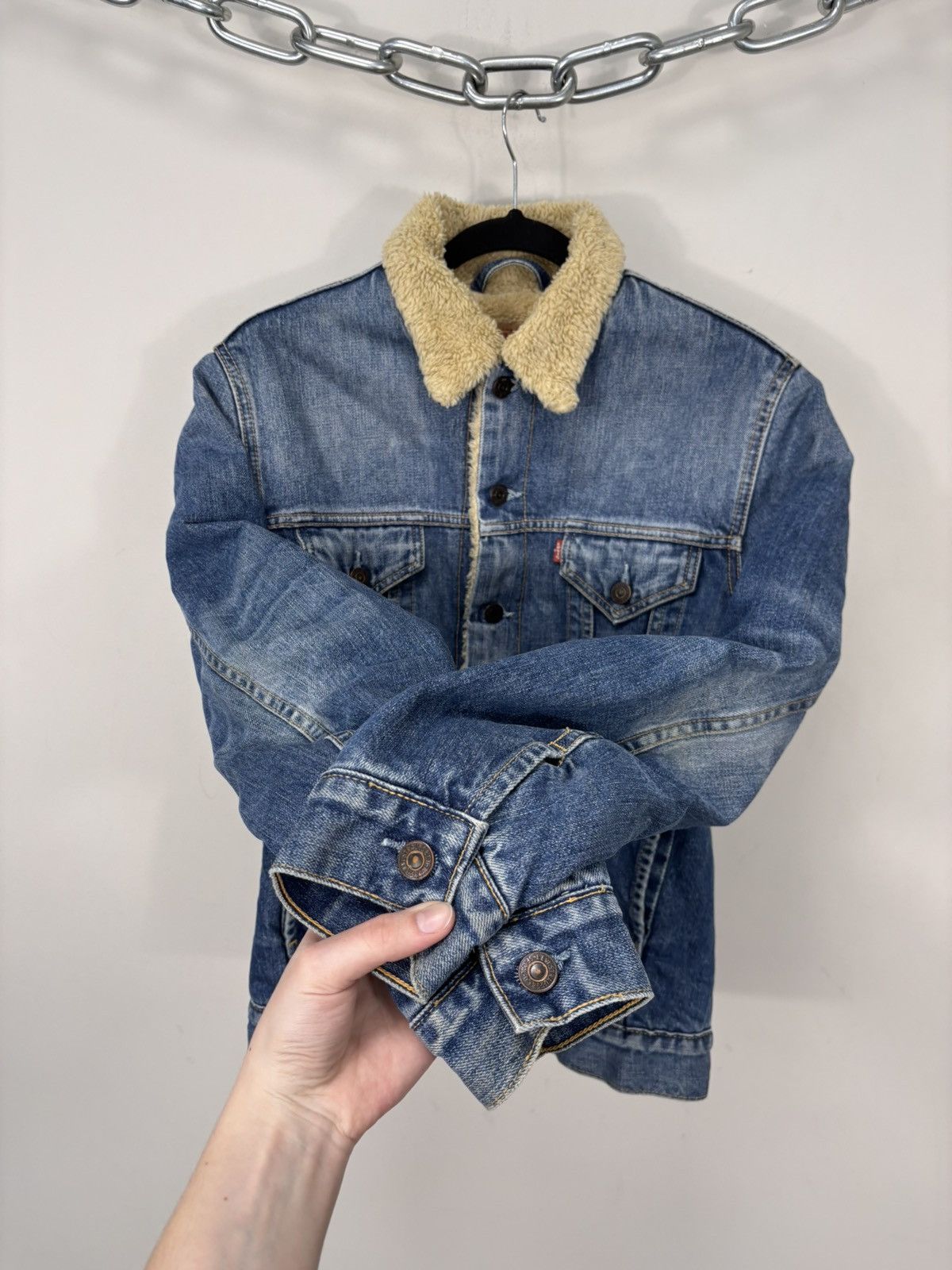 Levi's Vintage Levi’s Women’s Blue Denim Sherpa Jacket Size M / US 6-8 / IT 42-44 - 9 Thumbnail