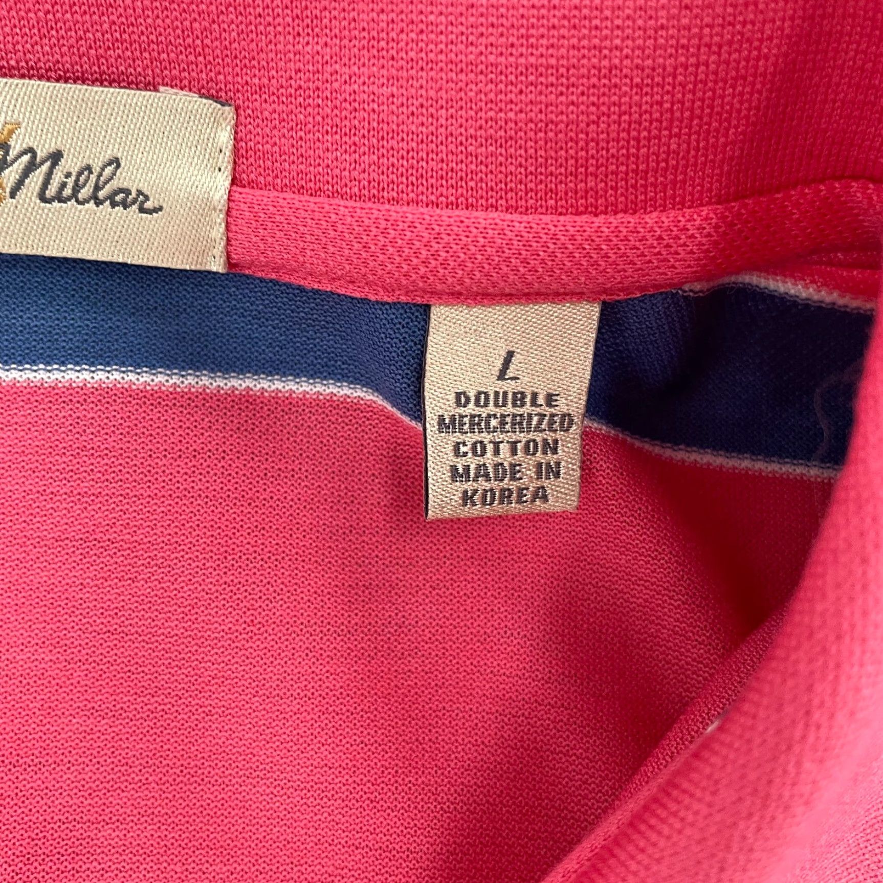 Peter Millar VINTAGE Peter Millar Polo Shirt Adult Large Pink Striped Sea Island Golf Mens L Size US L / EU 52-54 / 3 - 6 Thumbnail