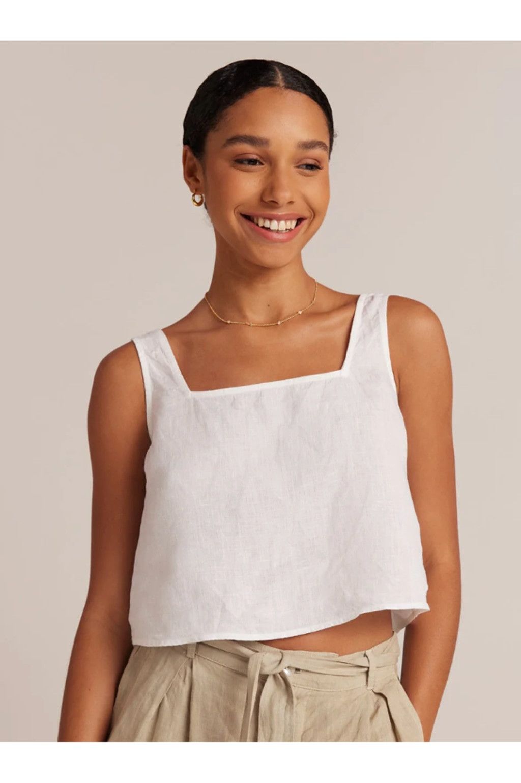 Bella Dahl Bella Dahl Women’s White Linen Crop Tank Top - Medium, NWT Size M / US 6-8 / IT 42-44 - 2 Thumbnail