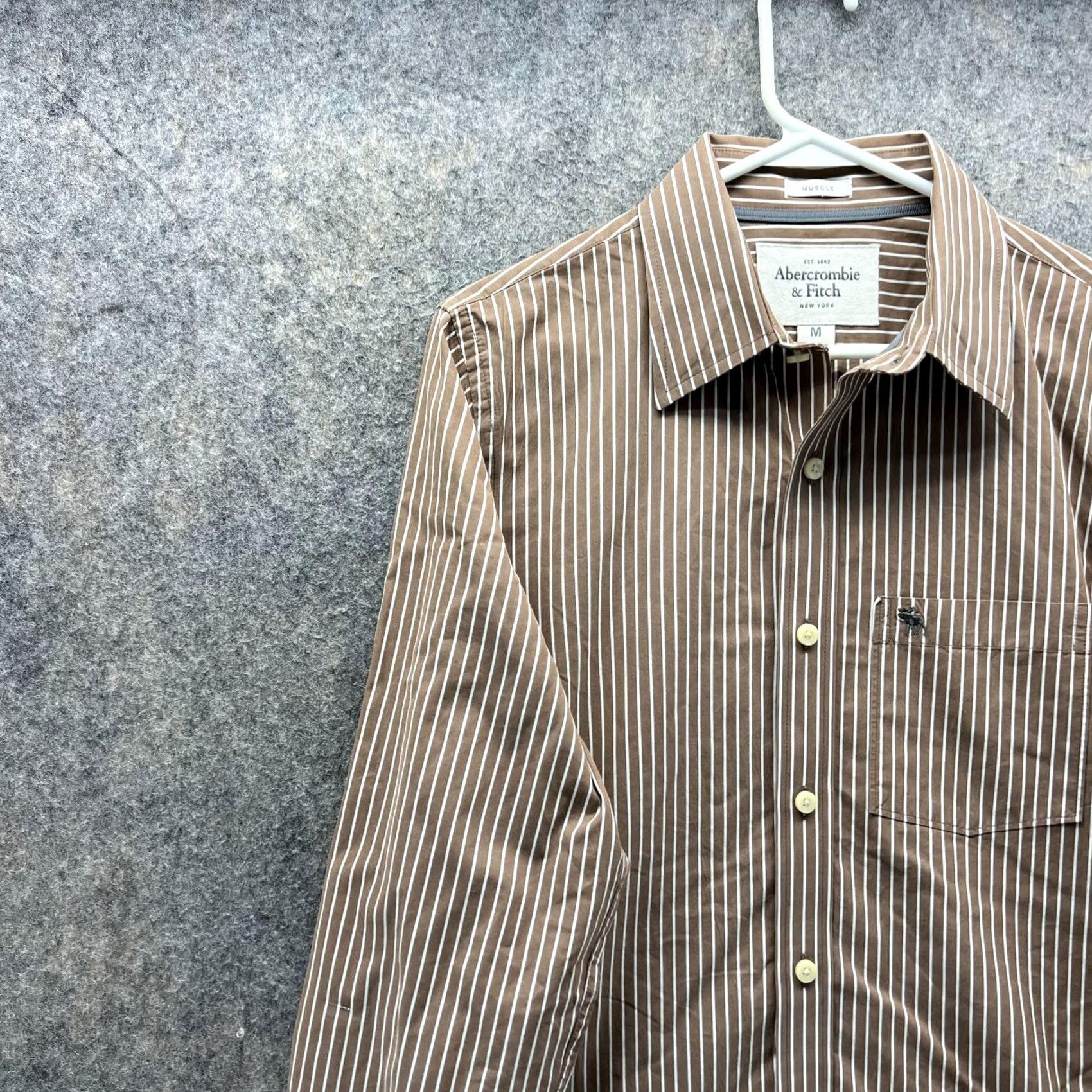 Abercrombie & Fitch VINTAGE Abercrombie & Fitch Shirt Mens Medium Brown Striped Button-Down Collared Long Sleeve Cotton Casual Formal Workwear Charcoal? Size US M / EU 48-50 / 2 - 3 Thumbnail
