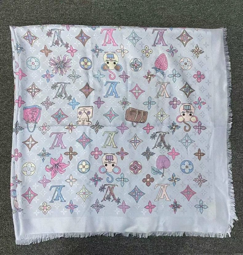Louis Vuitton Colored full-print silk scarf
