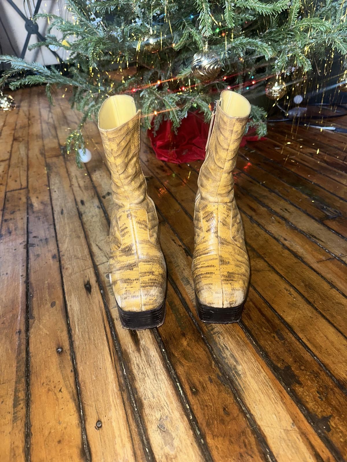 Miu Miu MIU MIU yellow leather FAUX LIZARD Platform Boots Size US 9 / IT 39 - 6 Thumbnail