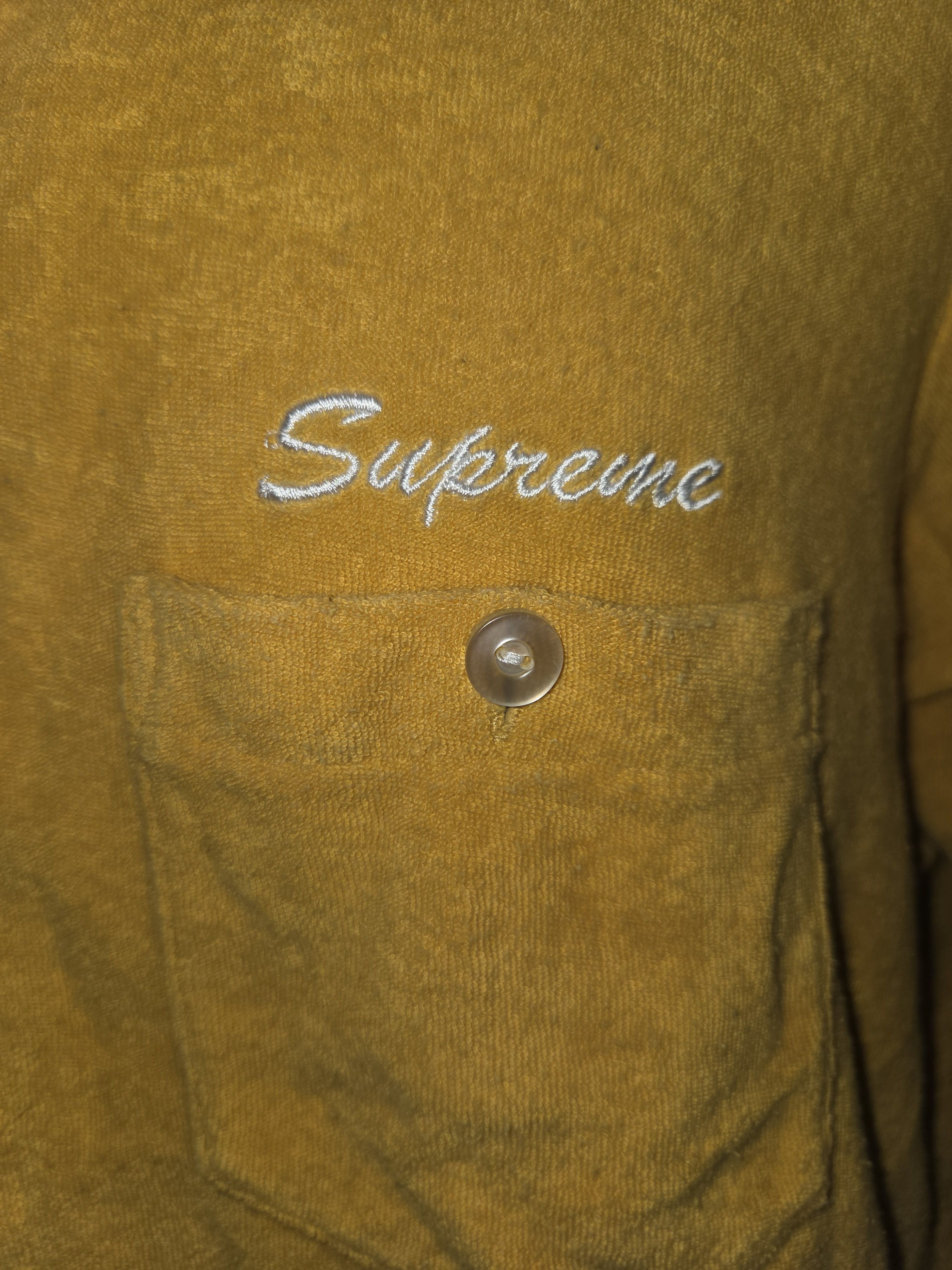 Supreme Terry Cloth SS17 Cabana Spell Out Embroidery Shirt