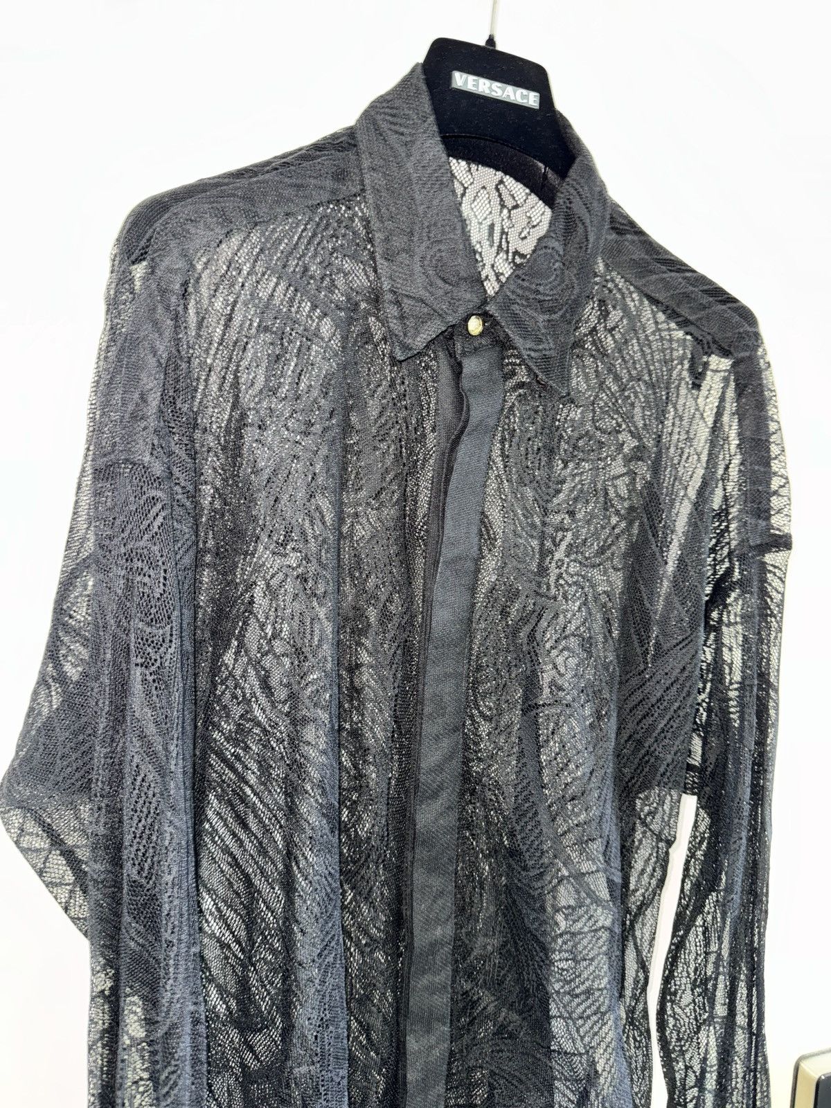Versace SS12 Runway Lace Shirt Black Medusa French Lace Sheer 38 Size US M / EU 48-50 / 2 - 3 Thumbnail