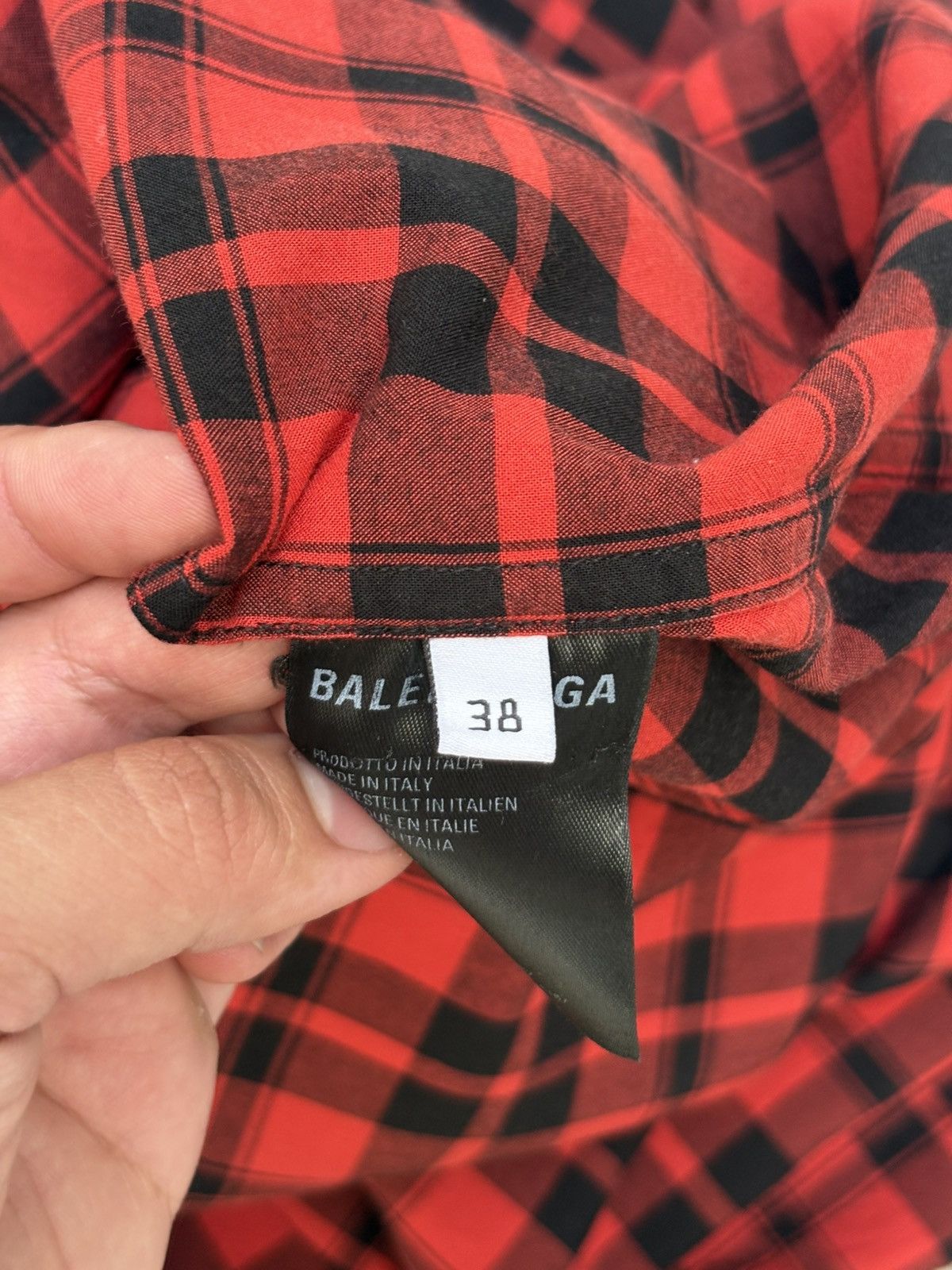 Balenciaga “I Love Techno” Checkered Shirt Size US M / EU 48-50 / 2 - 7 Thumbnail