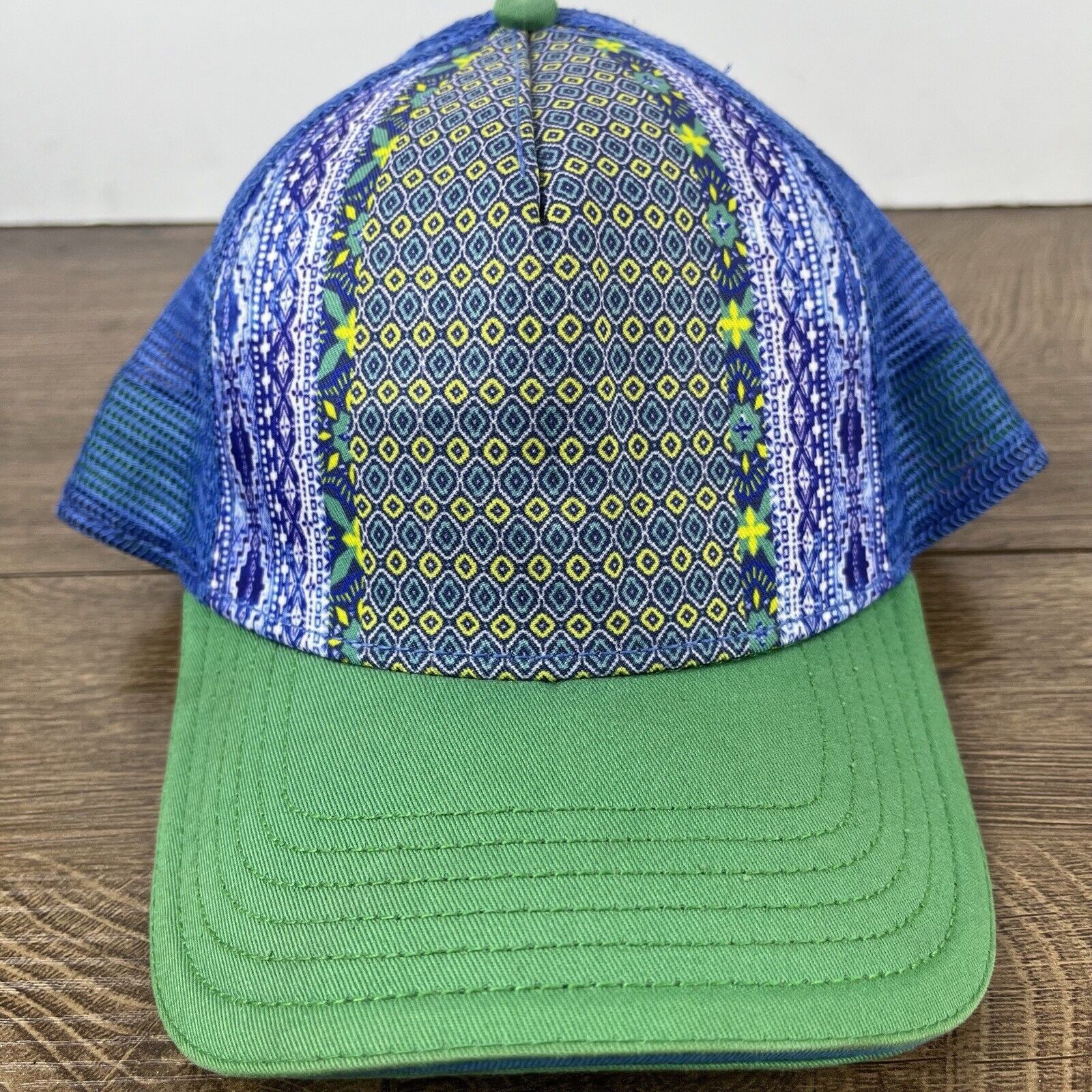 Other Farmer Hat Blue Green Yellow Snapback Hat Blue Adjustable Ha Size ONE SIZE - 4 Thumbnail