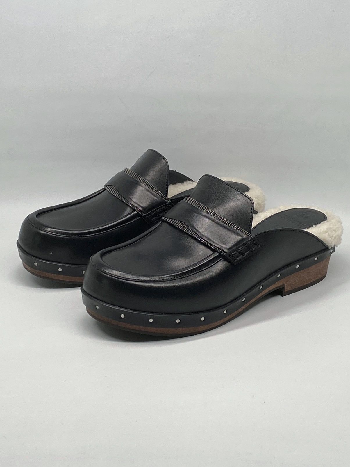 Brunello Cucinelli Brunello Cucinelli Beaded Shearling & Leather Clogs size 39 Size US 9 / IT 39 - 1 Thumbnail