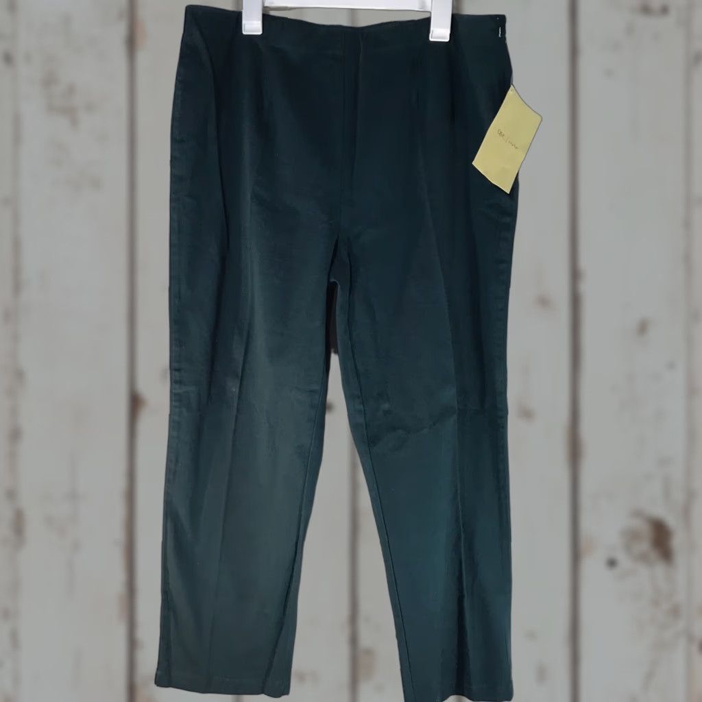 Denim & Co. VINTAGE Denim & Co. Women's Plus Size 20W Wide Leg Cotton Spandex Dress Pants Turquoise Casual Size 42" / US 20 - 1 Thumbnail
