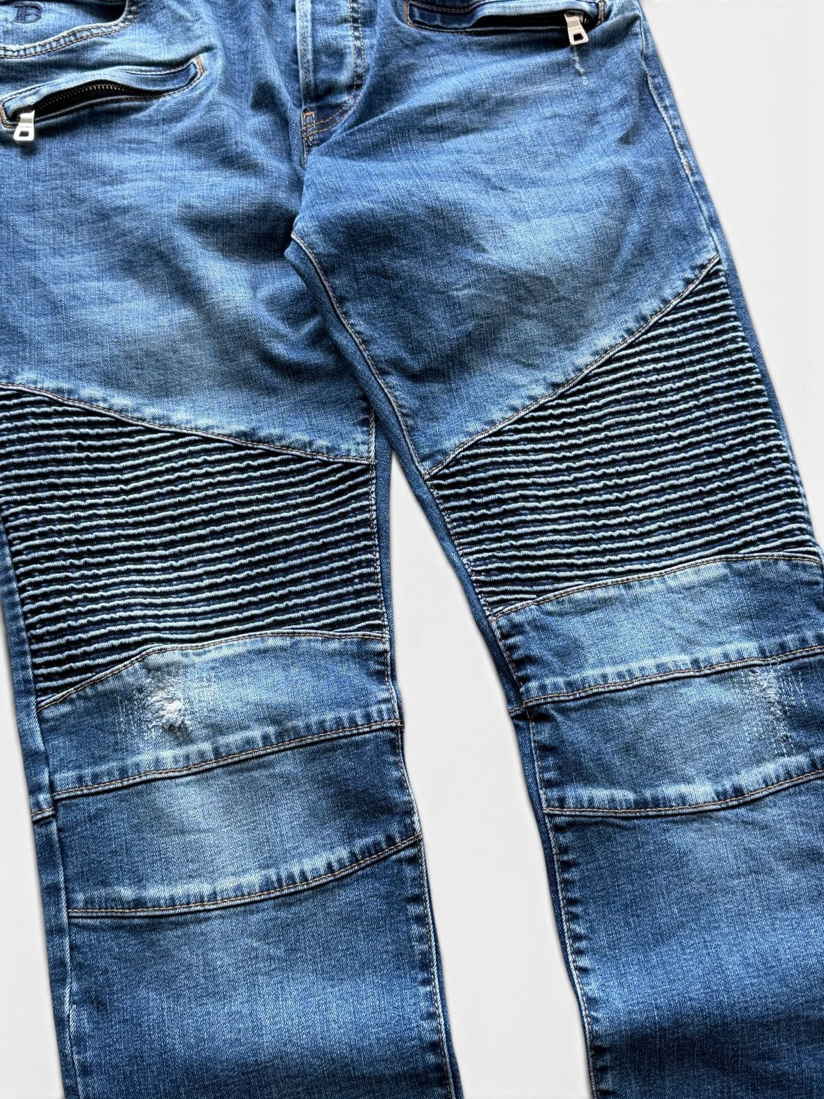 Balmain 2000s Balmain Washed Biker Denim Jeans Size US 36 / EU 52 - 3 Thumbnail